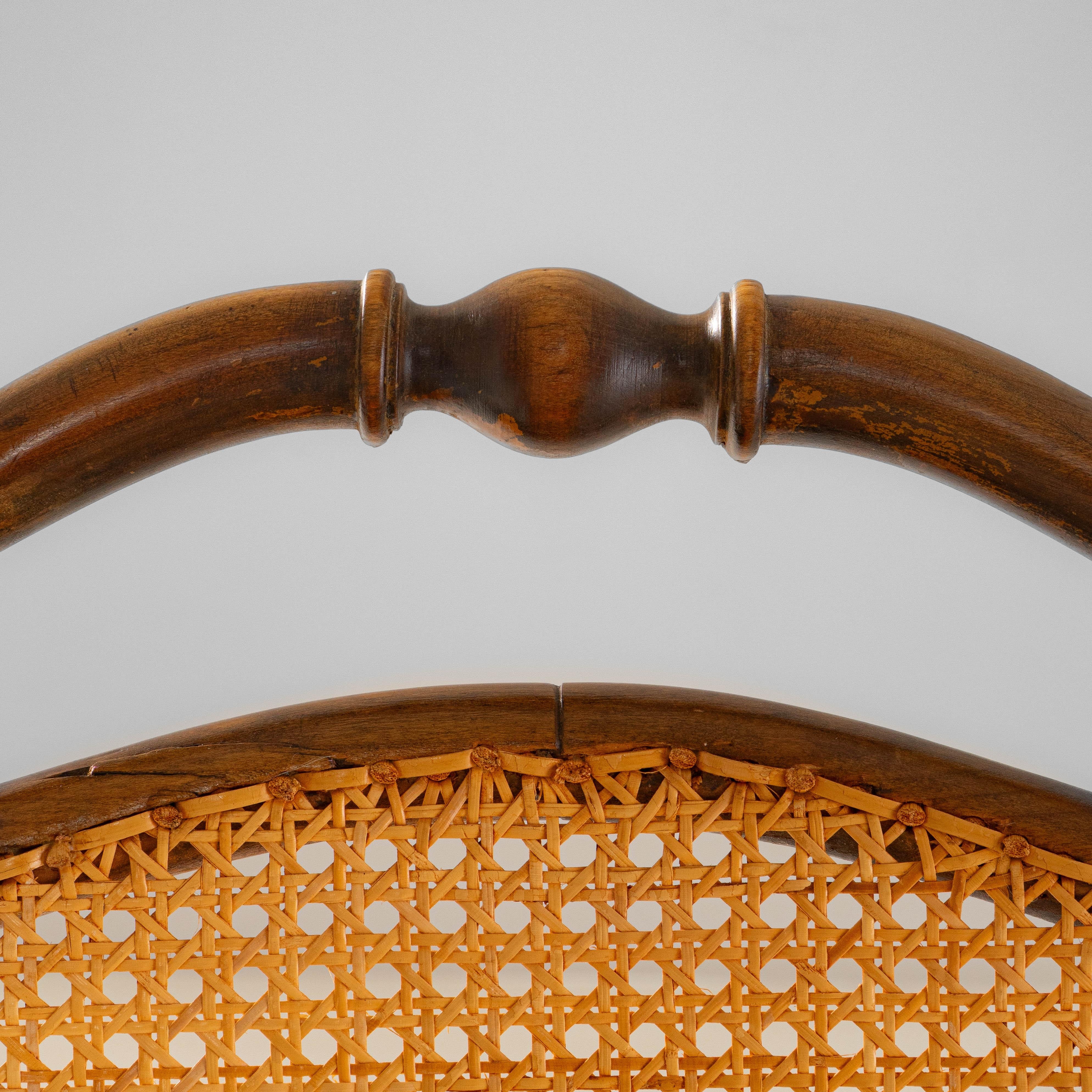 Pair of 1900s French Louis XIII Wooden Armchairs With Cane Seats & Backs im Angebot 3