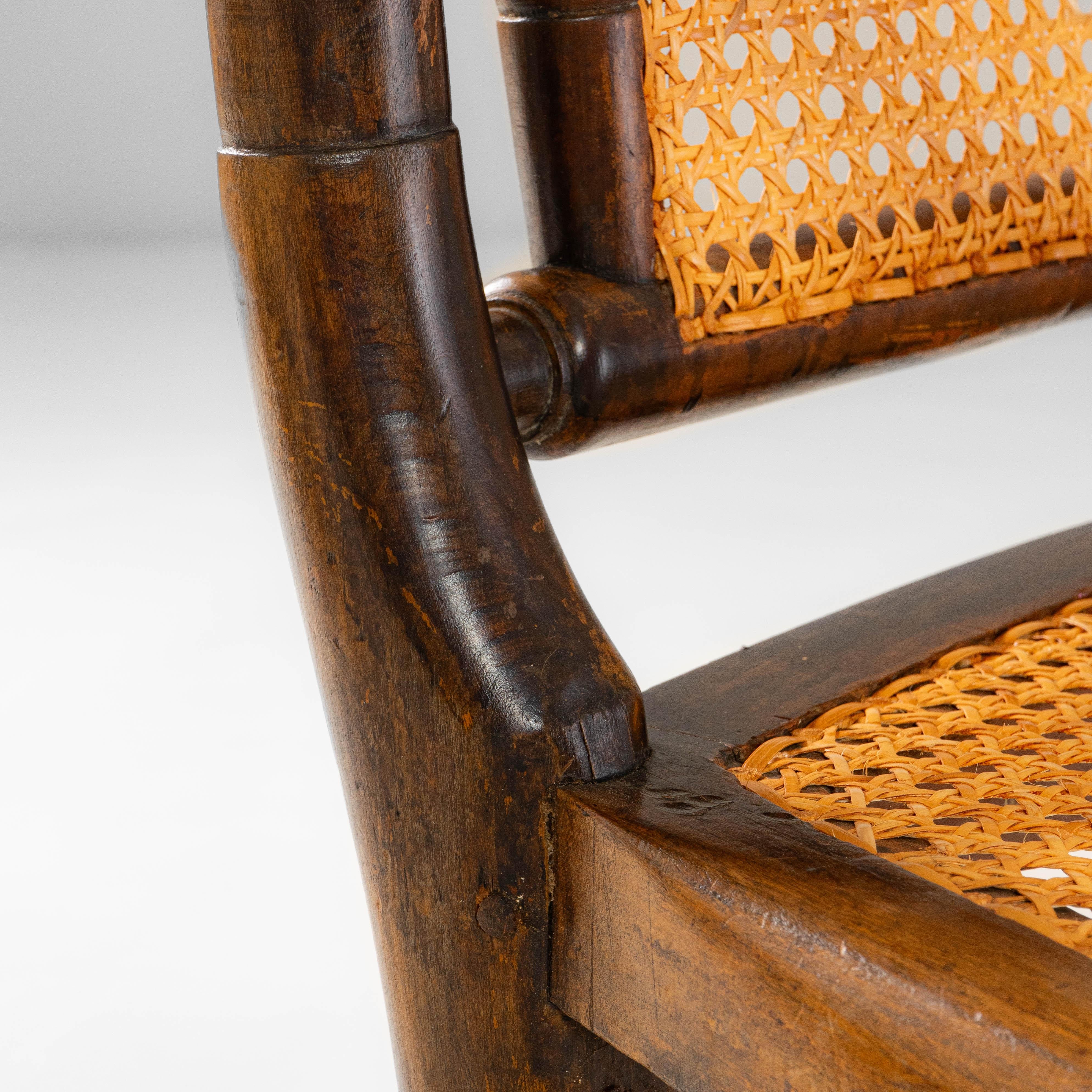 Pair of 1900s French Louis XIII Wooden Armchairs With Cane Seats & Backs (Louis XIII.) im Angebot