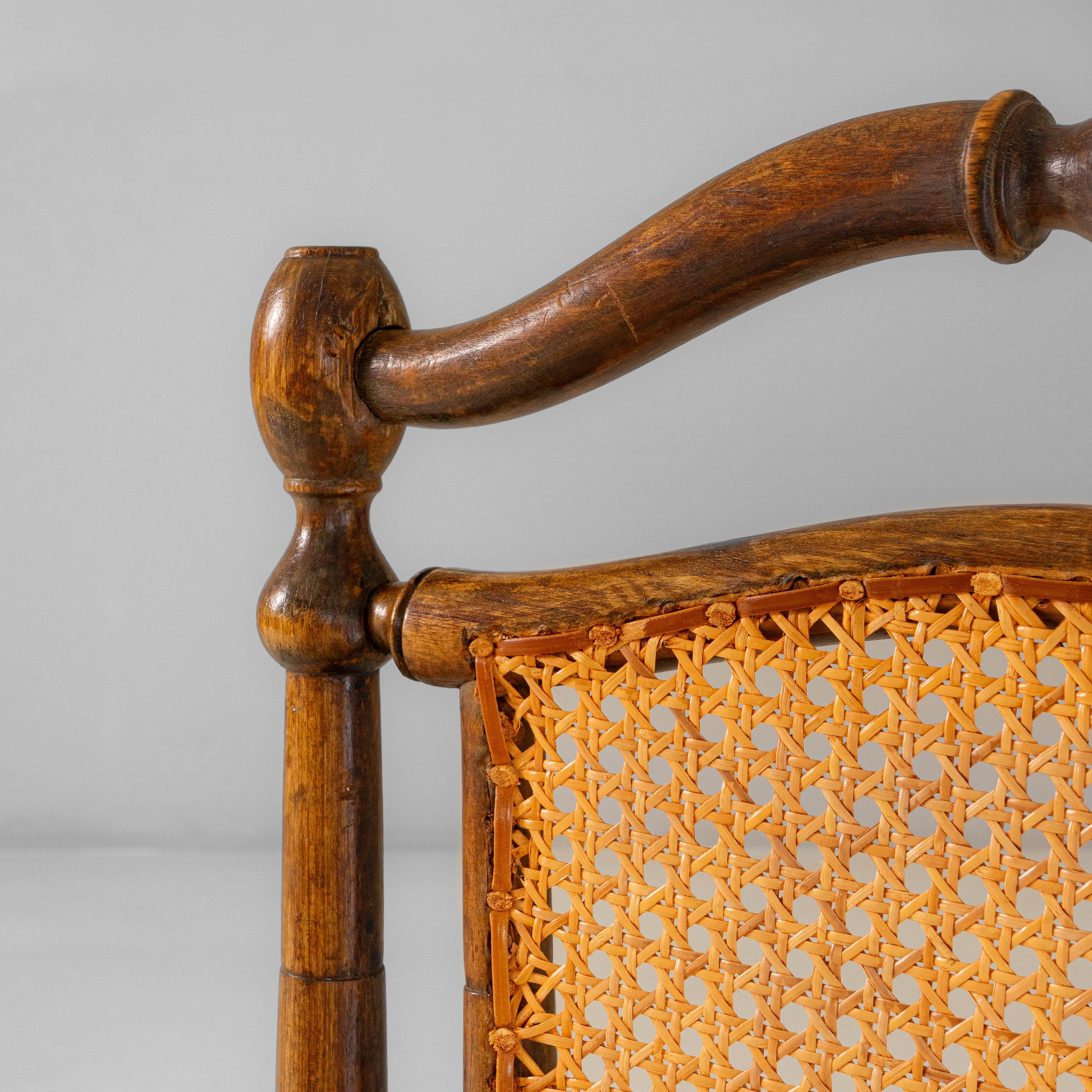 Pair of 1900s French Louis XIII Wooden Armchairs With Cane Seats & Backs im Angebot 1