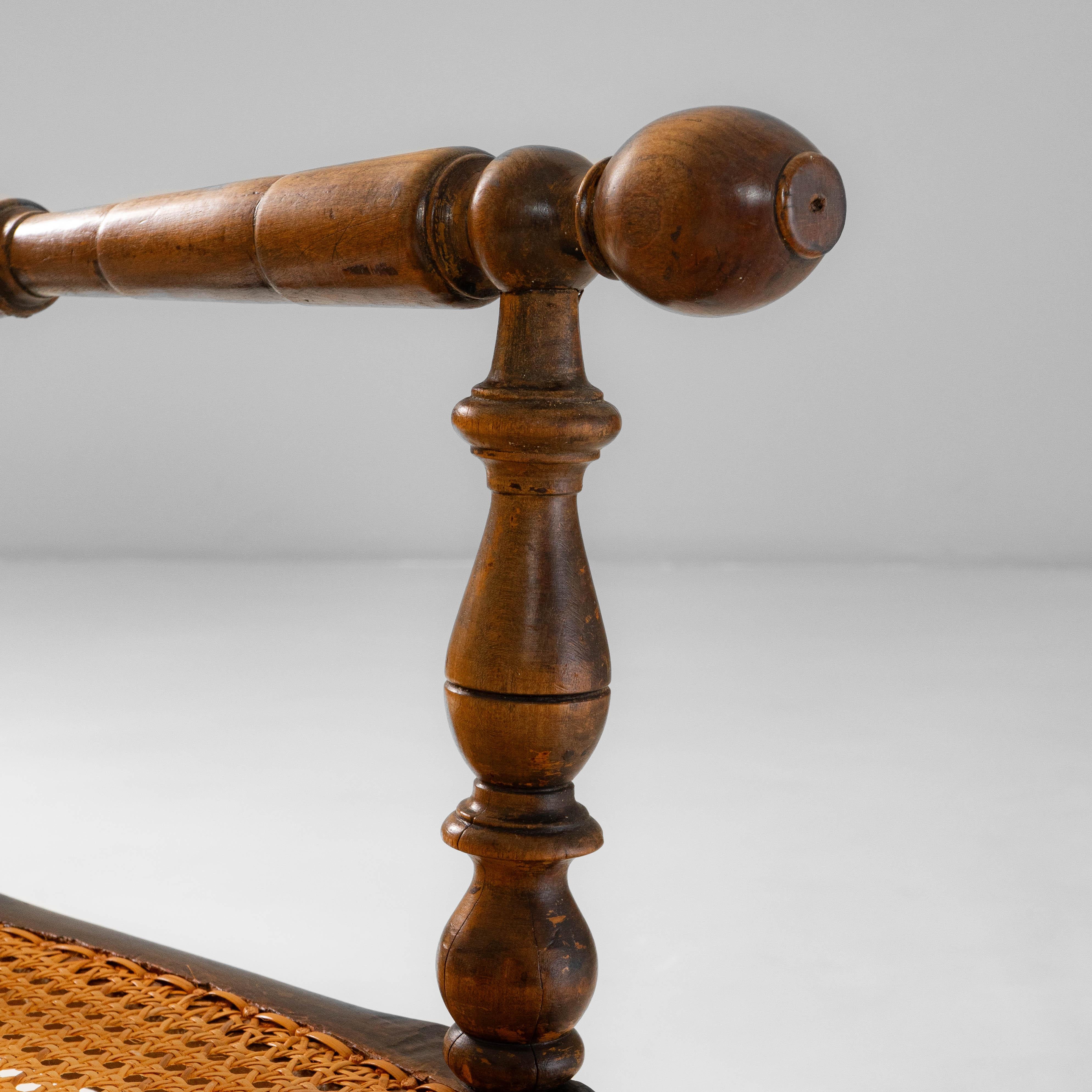 Pair of 1900s French Louis XIII Wooden Armchairs With Cane Seats & Backs im Angebot 2