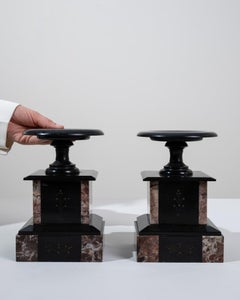 Pair of Early 20th Century French Marble Cassoulets, Gilt Detailing