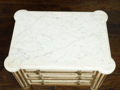 Pair of 1900s French Neoclassical Style Painted and Gilt Wood Bedside Tables