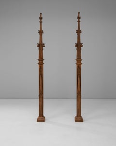 Pair Of 1900s French Oak Gothic-Style Building Spires