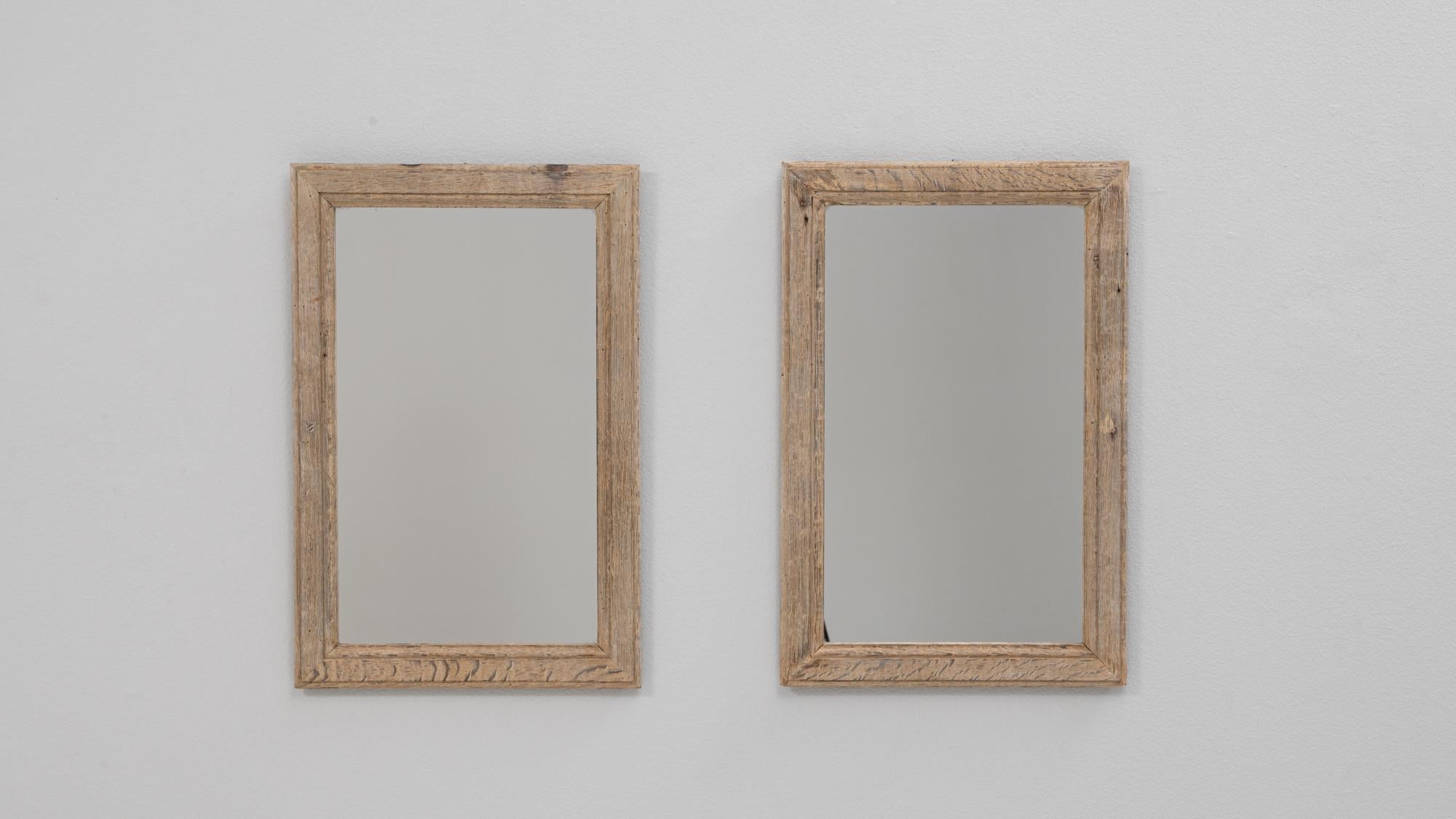 Coppia di specchi da parete francesi del 1900 in Oak in vendita 1