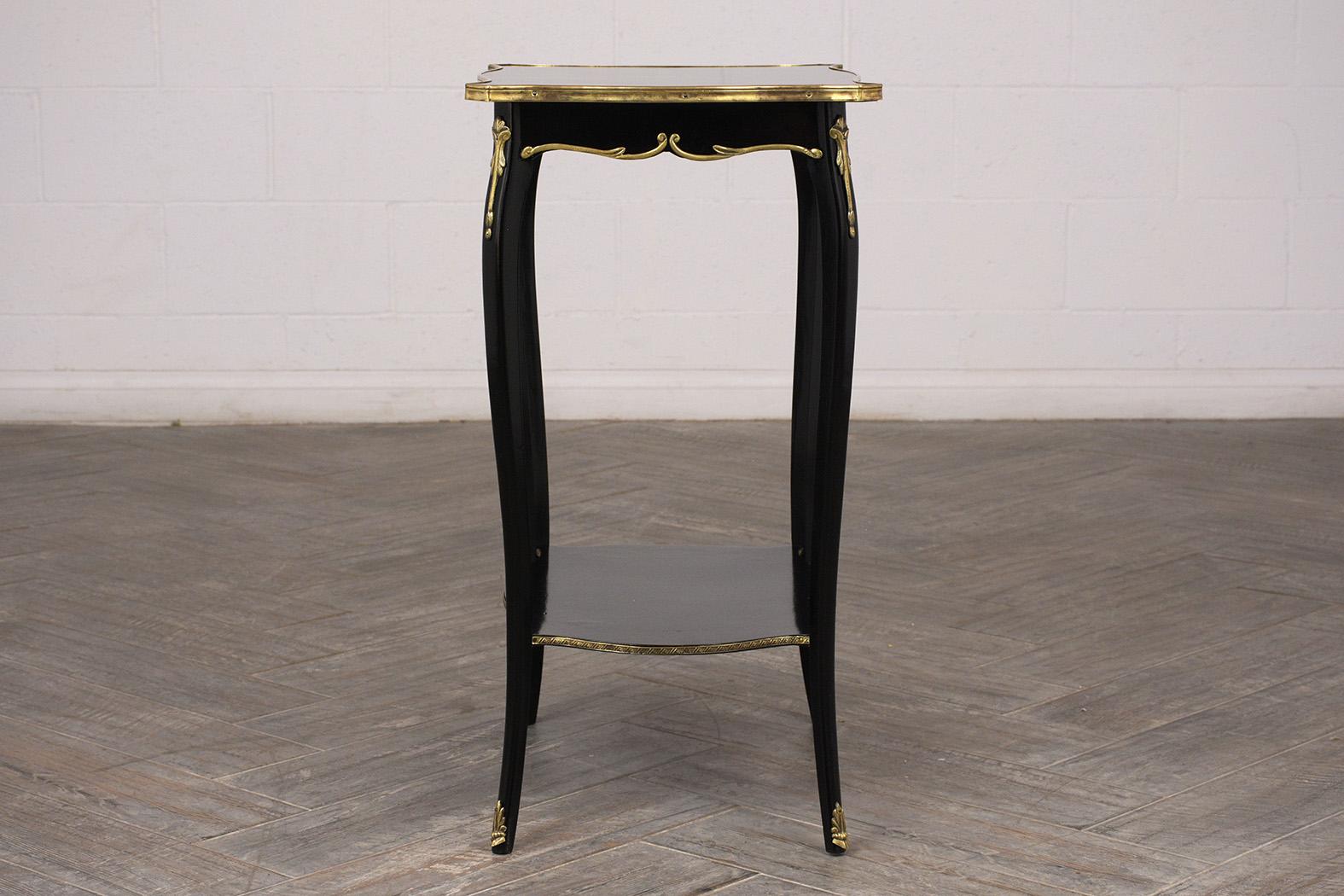 Ebonized Pair of 1900s French Side Tables in Louis XV Style