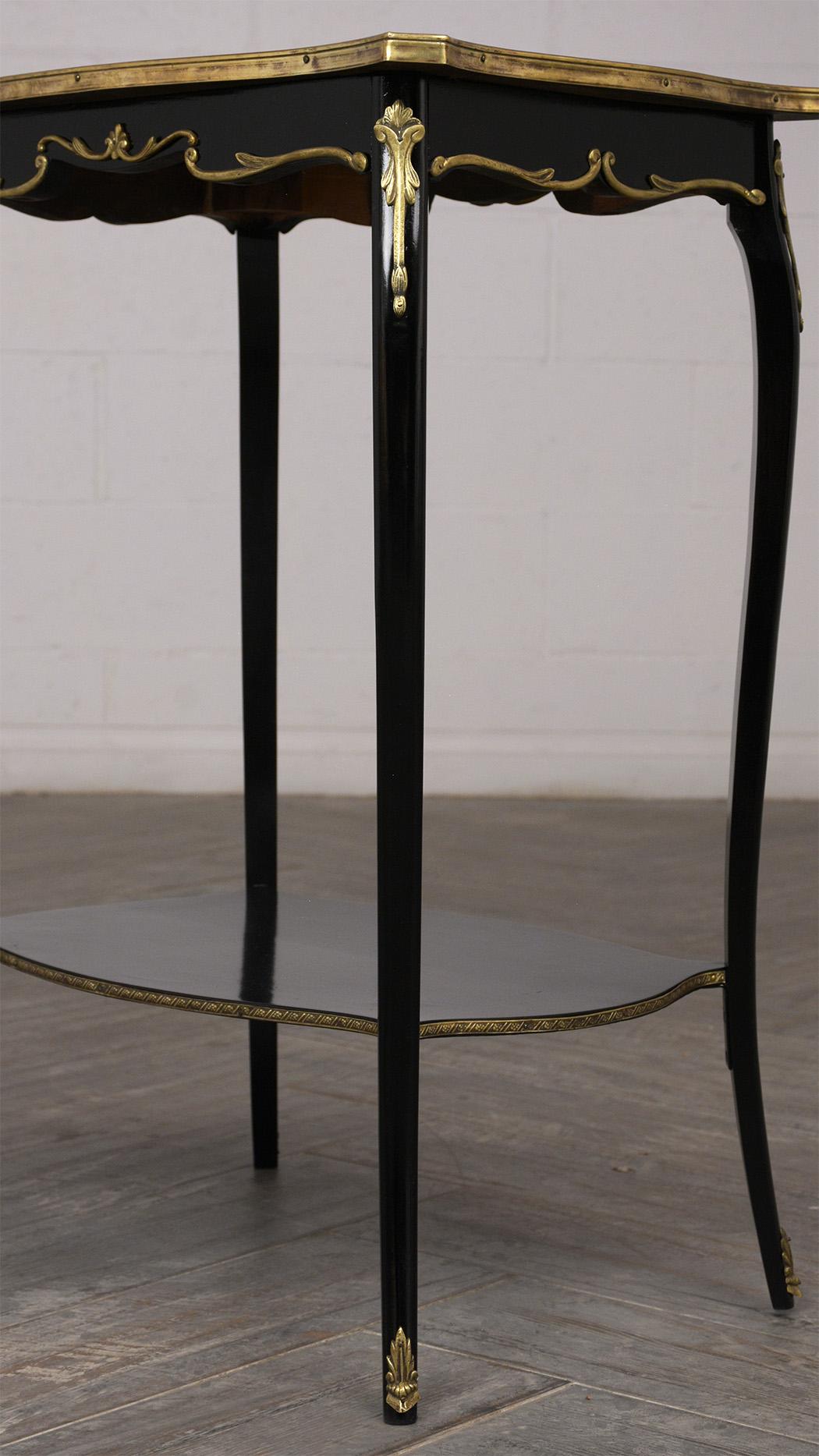 Brass Pair of 1900s French Side Tables in Louis XV Style