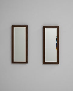 Pair of Early 20th Century French Wooden Wall Mirrors, Beveled Glass