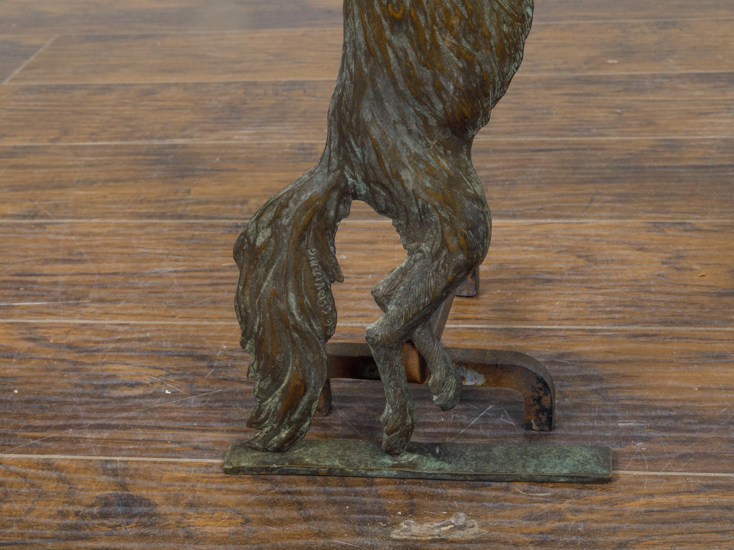 Paire de chenets à loups en bronze américains du début du siècle 1900 en vente 5