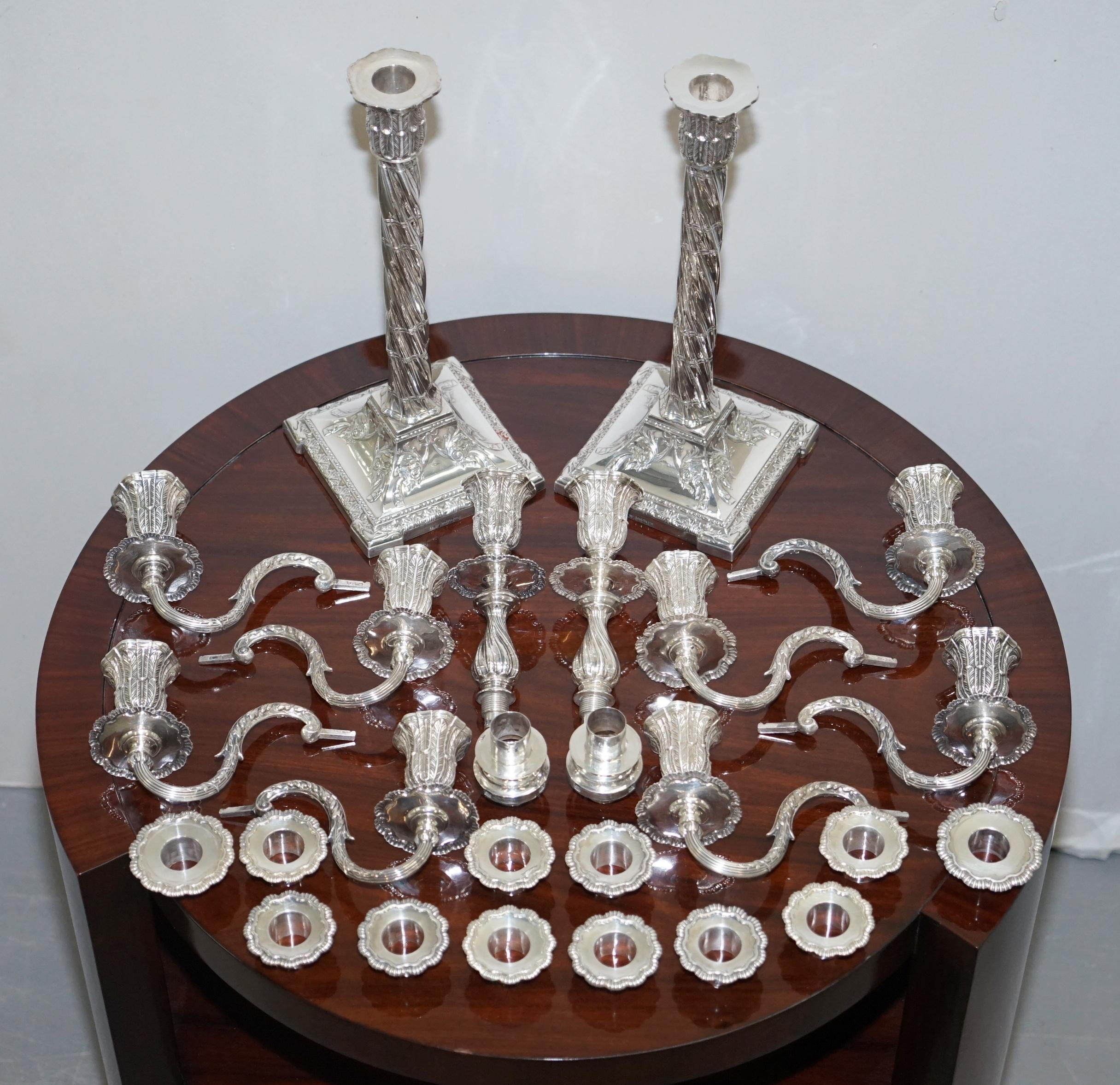 We are delighted to offer for sale this sublime pair of very decorative and important original Henry Wigfull 1904 solid sterling silver Candelabra

These are a very well made pair of Edward VII Sterling Silver five-light Candelabra, by Henry