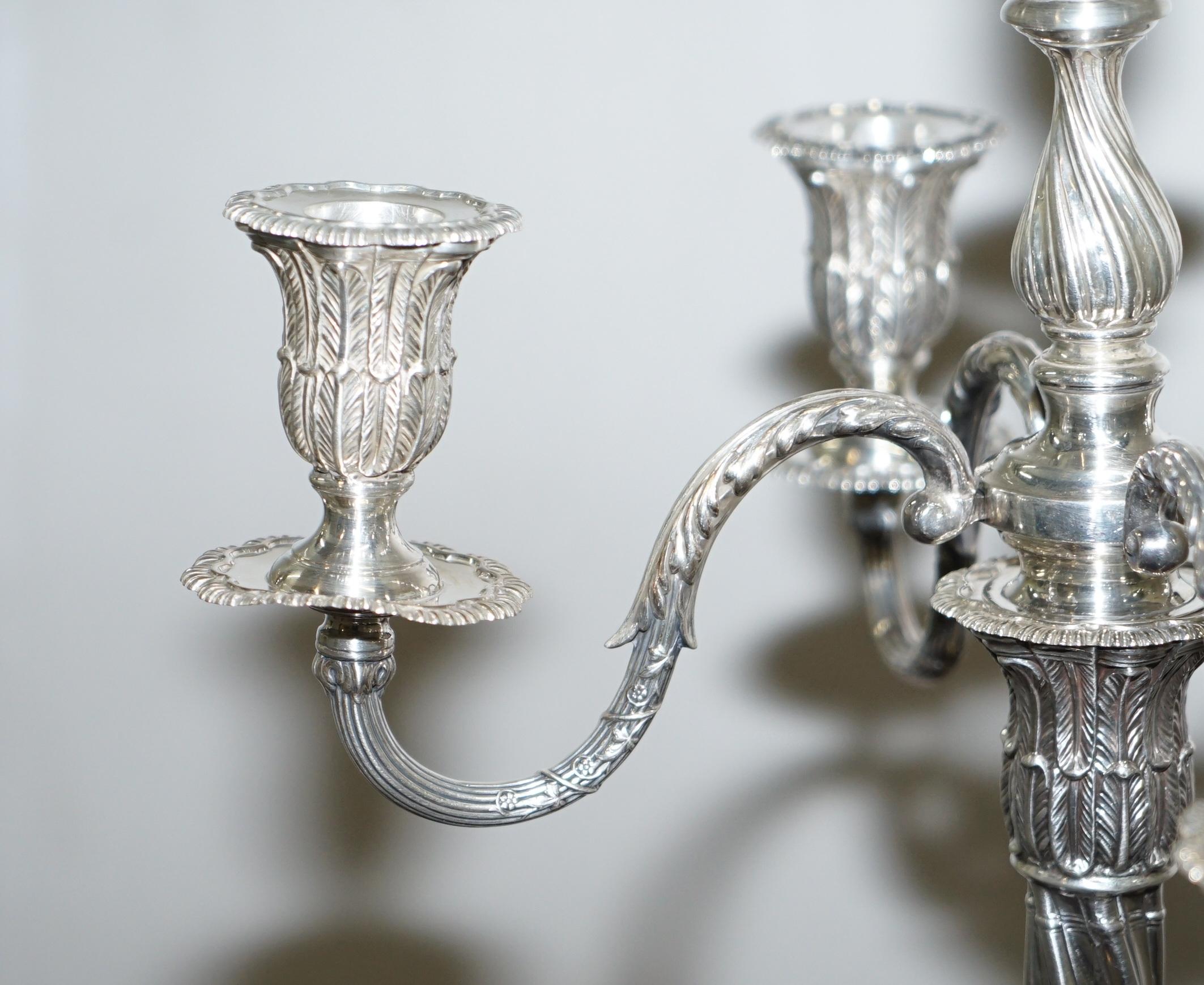 Pair of 1904 Antique Solid Sterling Silver Henry Wigfull Candelabra Candlesticks 1