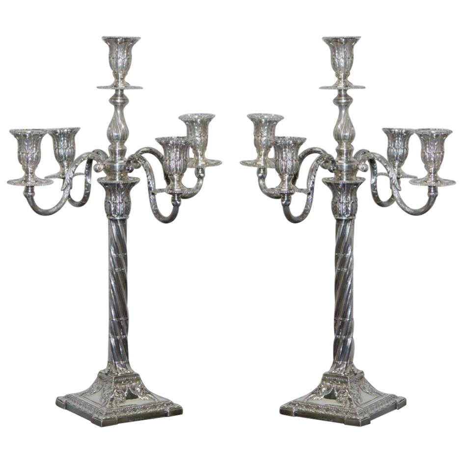 Pair of 1904 Antique Solid Sterling Silver Henry Wigfull Candelabra Candlesticks
