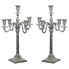 Pair of 1904 Antique Solid Sterling Silver Henry Wigfull Candelabra Candlesticks