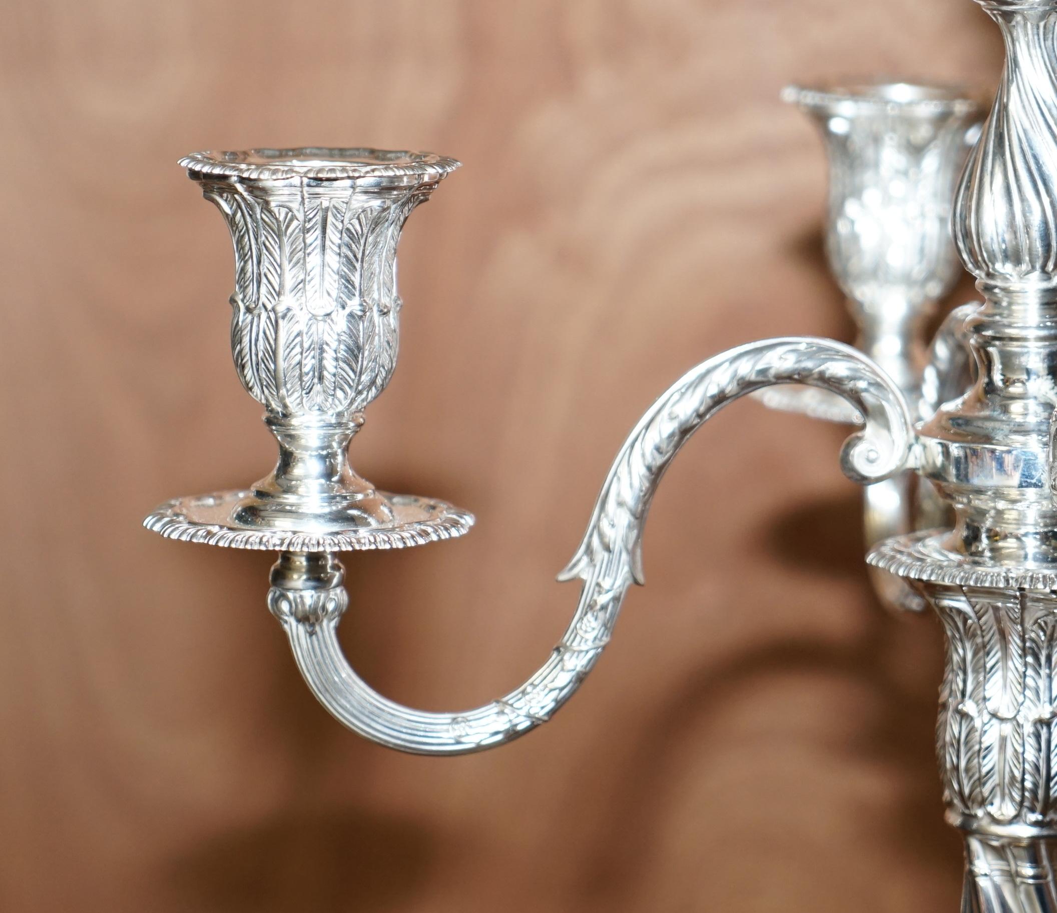 Pair of 1904 Restored Sterling Silver Henry Wigfull Candelabra Candlesticks For Sale 7