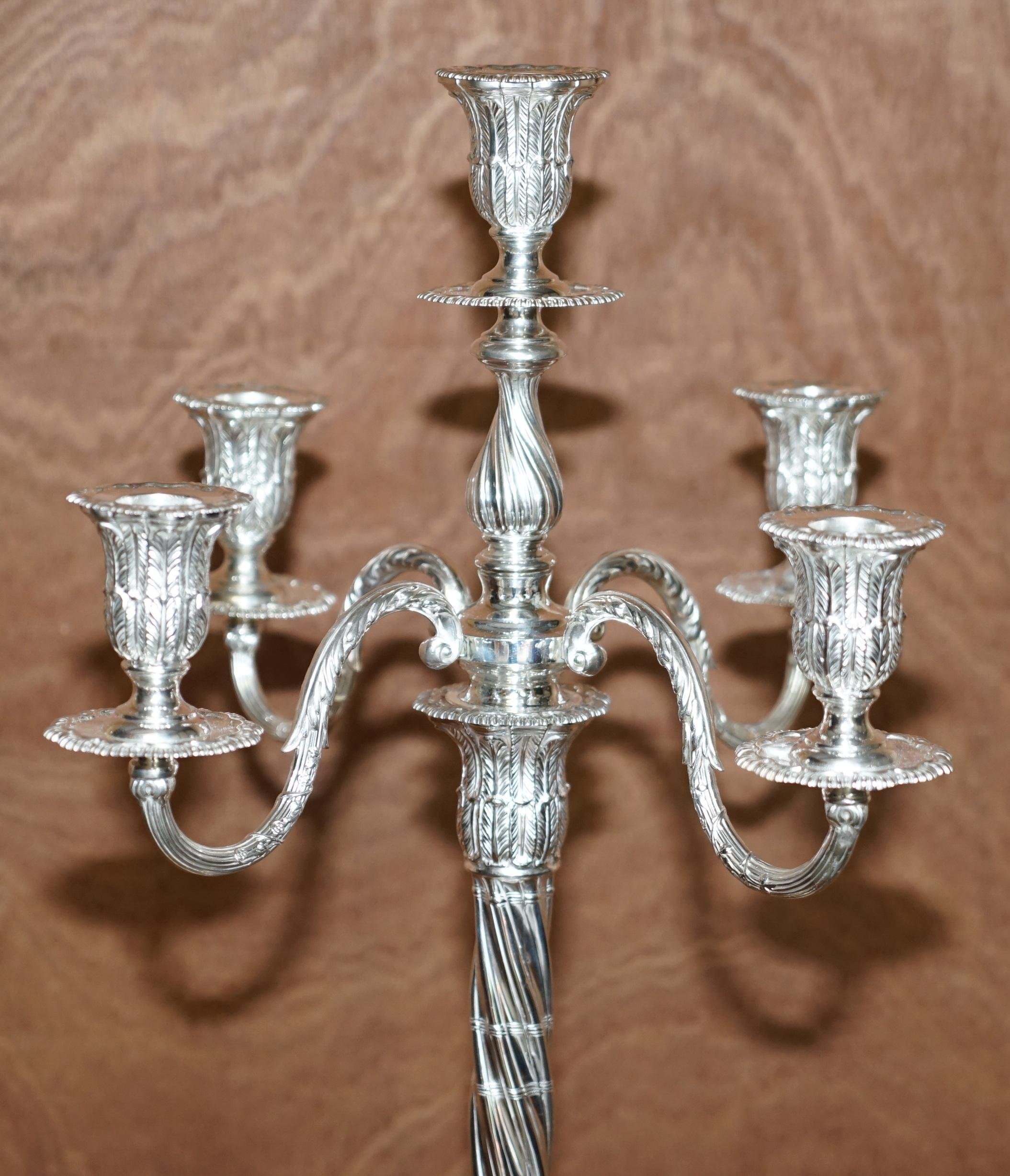 Pair of 1904 Restored Sterling Silver Henry Wigfull Candelabra Candlesticks For Sale 3