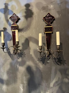 1910 Caldwell Red Glass Sconces