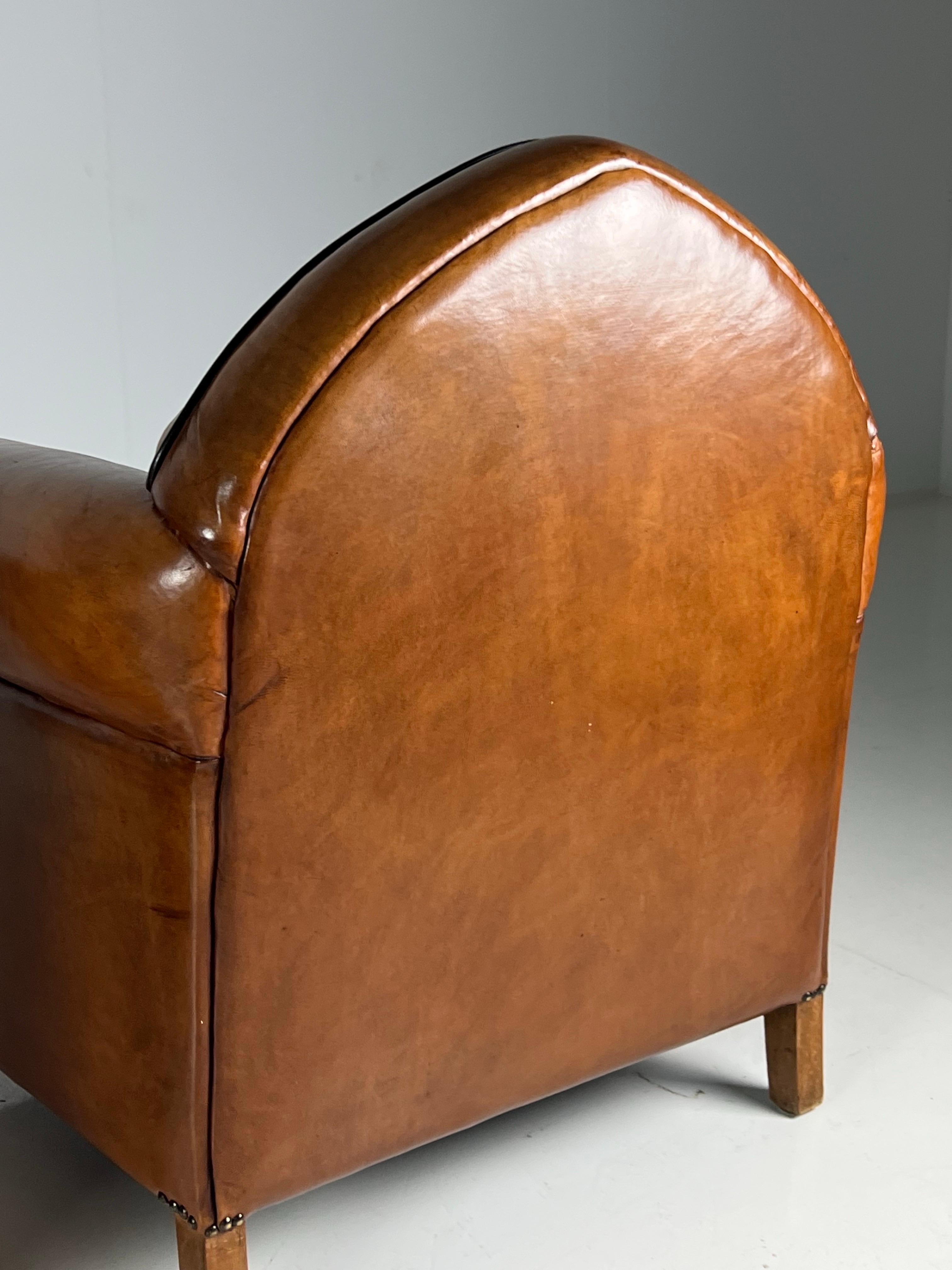 Pareja de sillones club de piel de oveja Art Decó de 1920 en venta 5