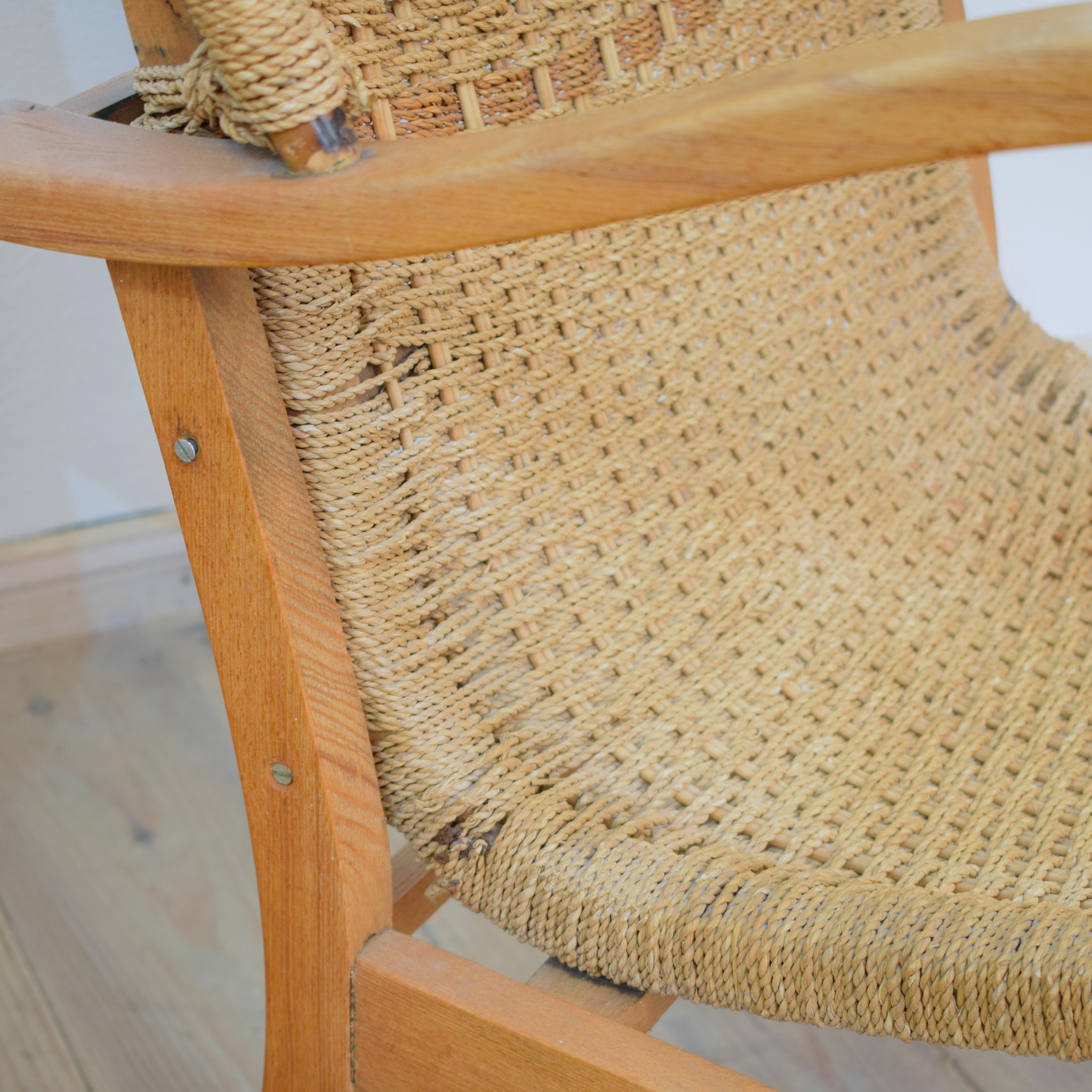 Pair of 1920 Bauhaus Beech and Woven Rope / Cane Armchairs by Erich Dieckmann 6