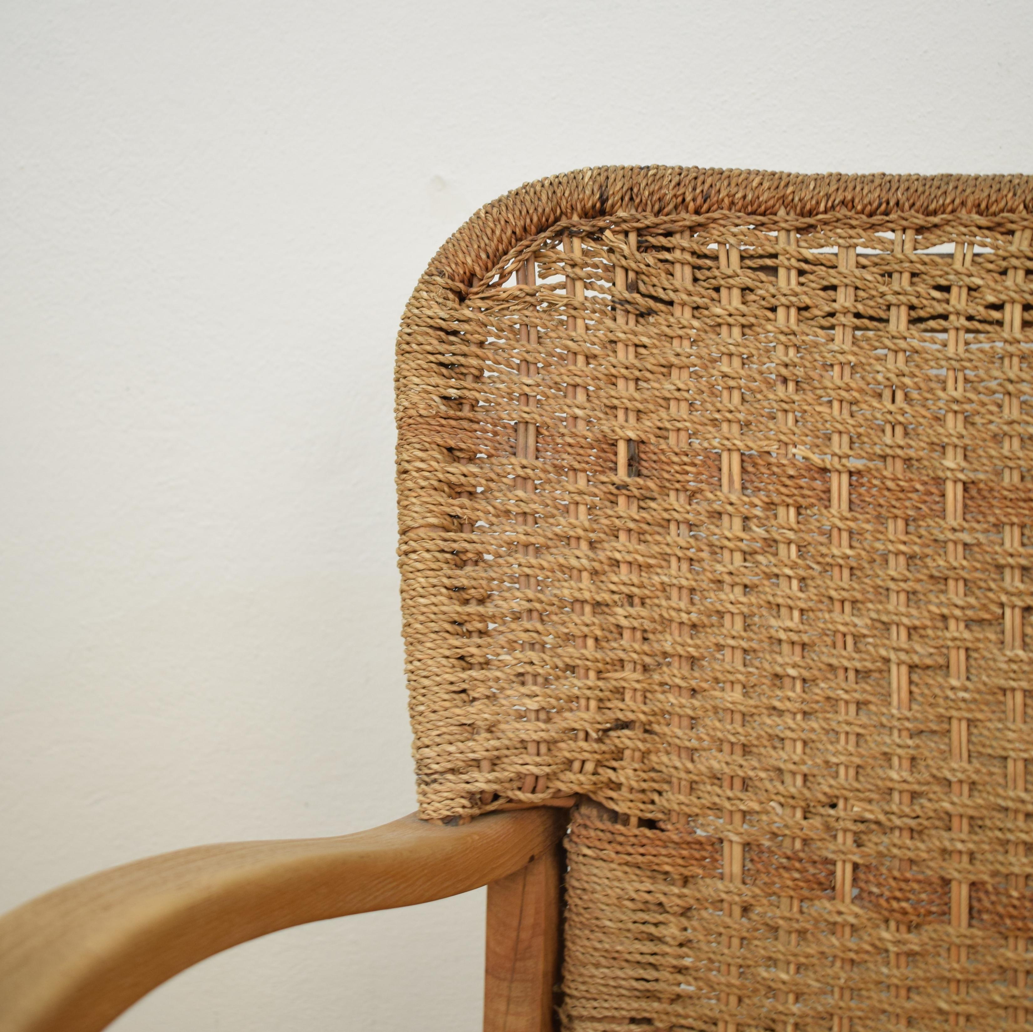 Early 20th Century Pair of 1920 Bauhaus Beech and Woven Rope / Cane Armchairs by Erich Dieckmann