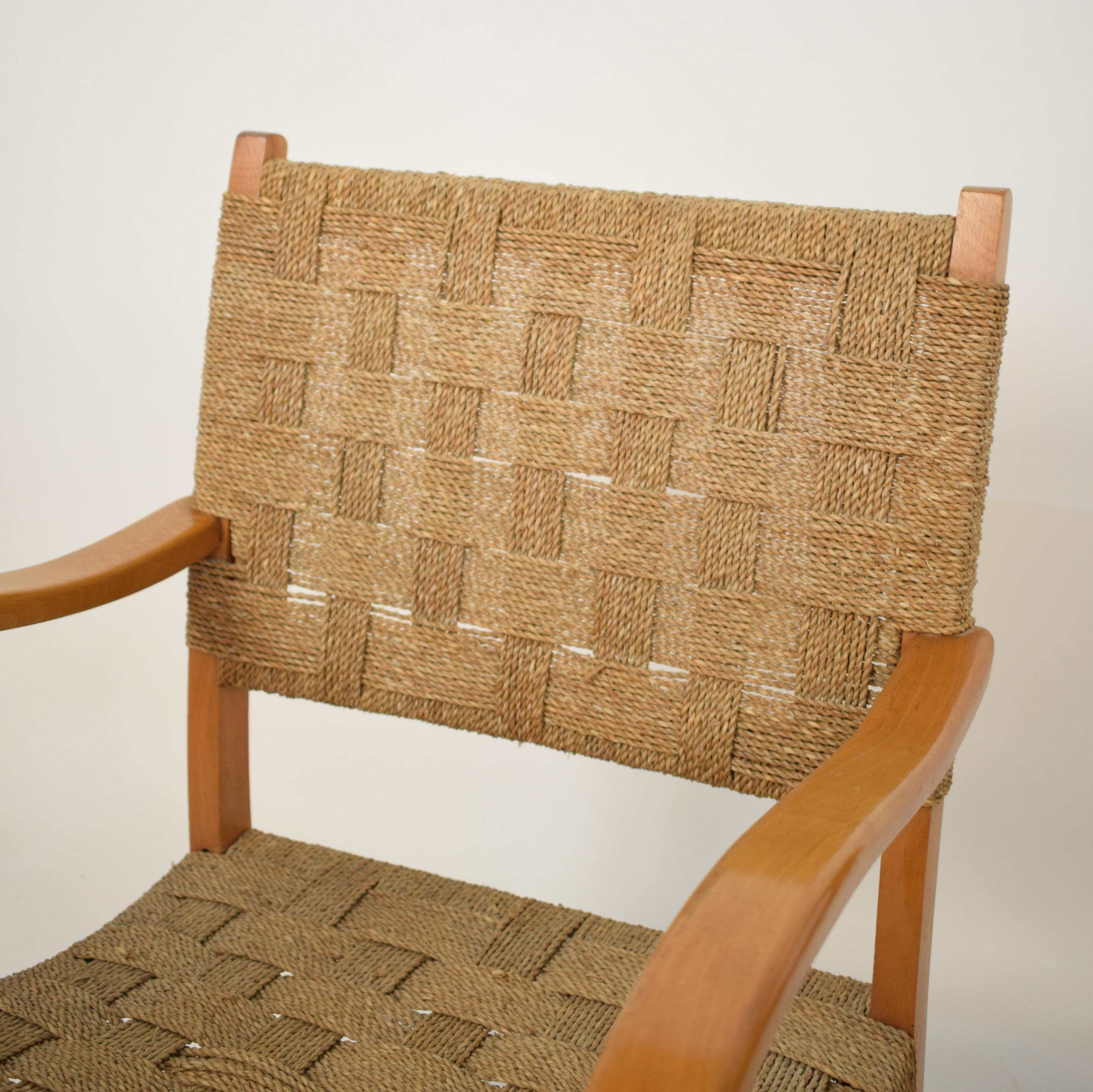 Pair of 1920 Bauhaus Beech and Woven Rope / Cane Armchairs by Erich Dieckmann 3