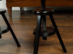 Pair of 1920s American Adjustable Artist's Stools with Black Finish