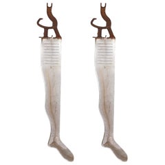 Pair of 1920
s American Steel and Iron Stocking Stretchers, Industrial Folk Art