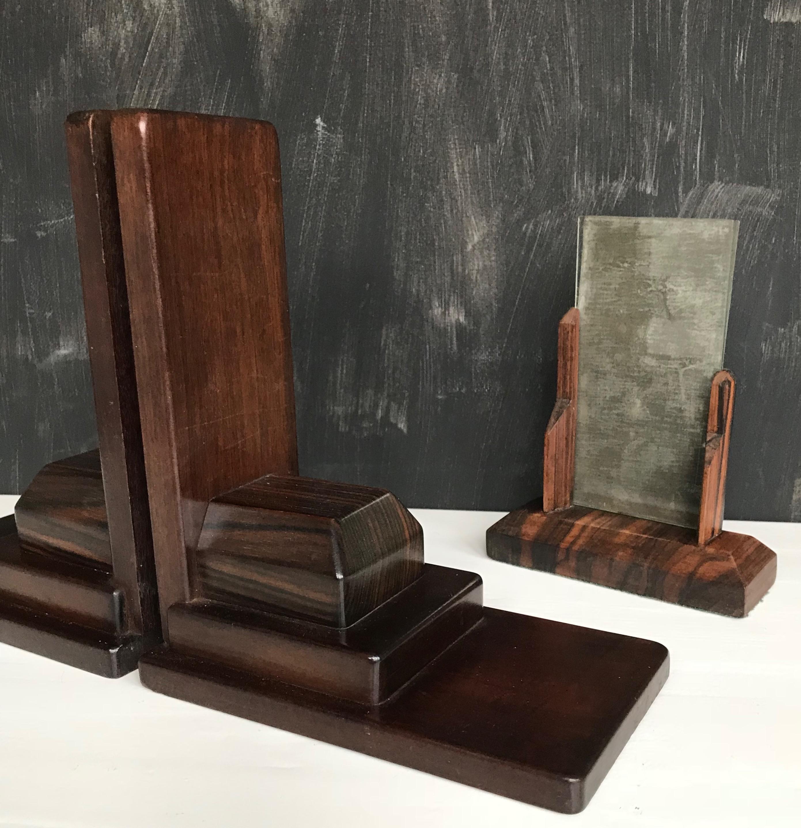 Pair of 1920s Amsterdam School Solid Hardwood Large Bookends For Sale 3