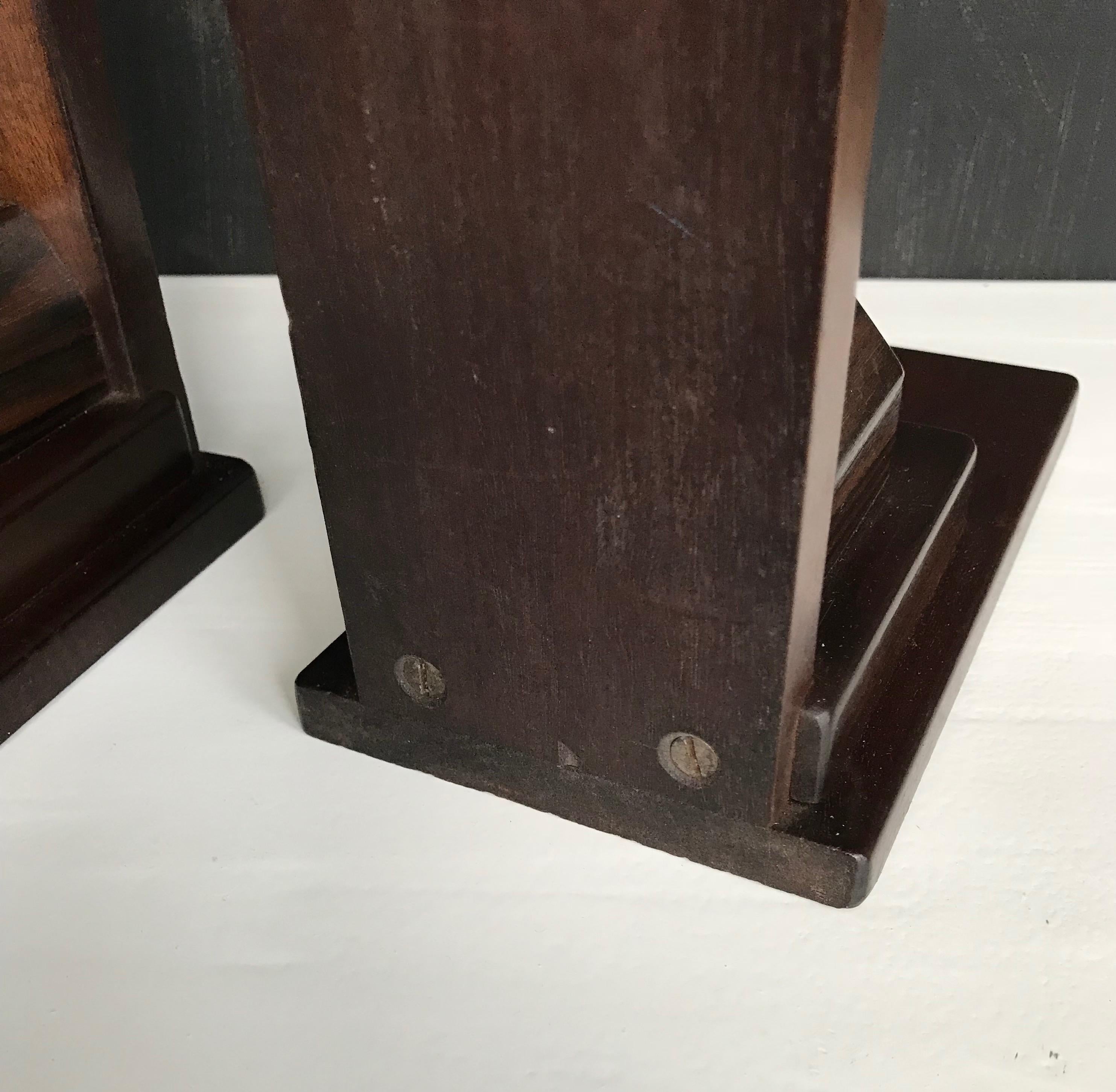 Pair of 1920s Amsterdam School Solid Hardwood Large Bookends For Sale 8