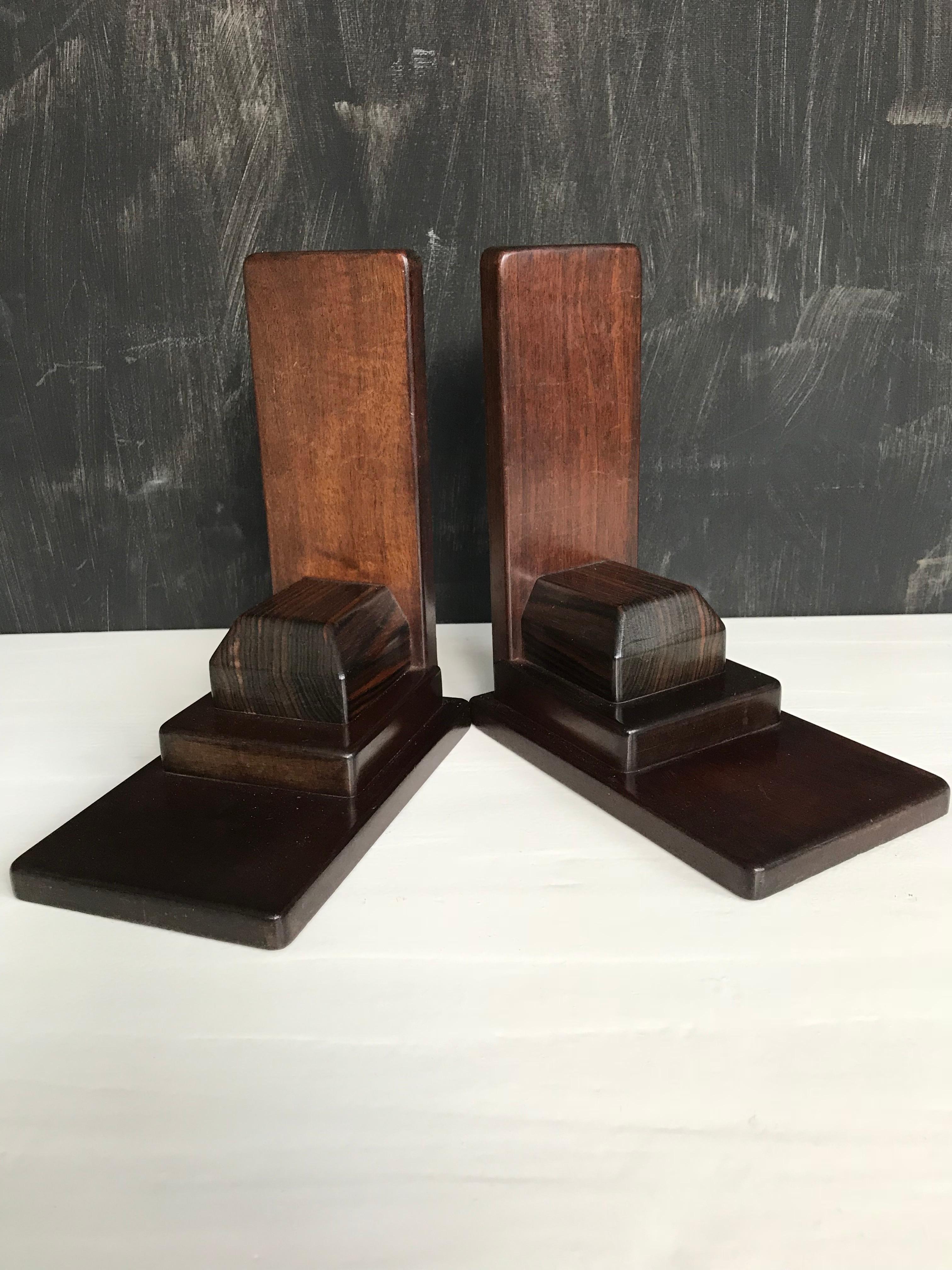 Pair of 1920s Amsterdam School Solid Hardwood Large Bookends For Sale 10