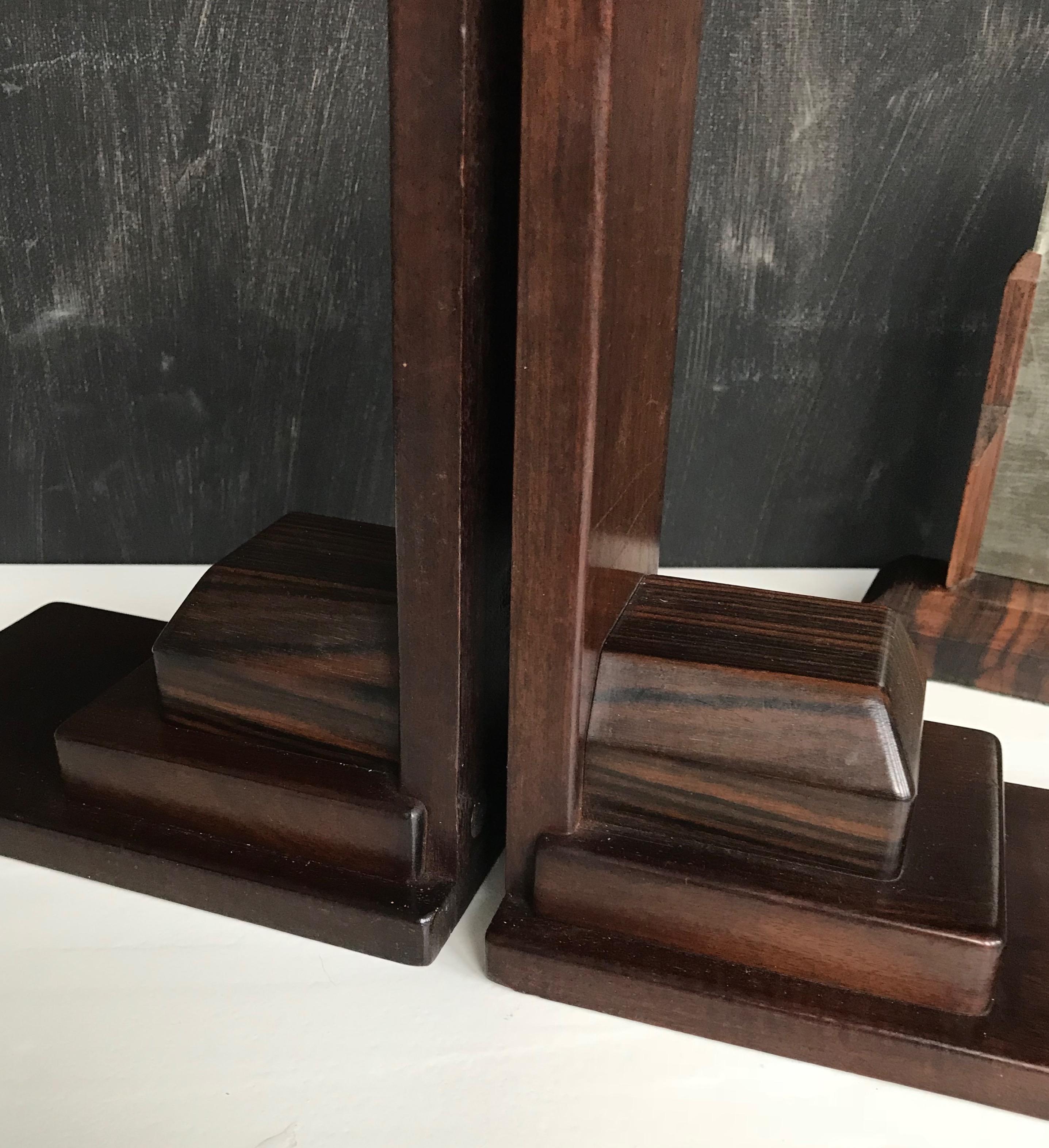 Pair of 1920s Amsterdam School Solid Hardwood Large Bookends For Sale 2