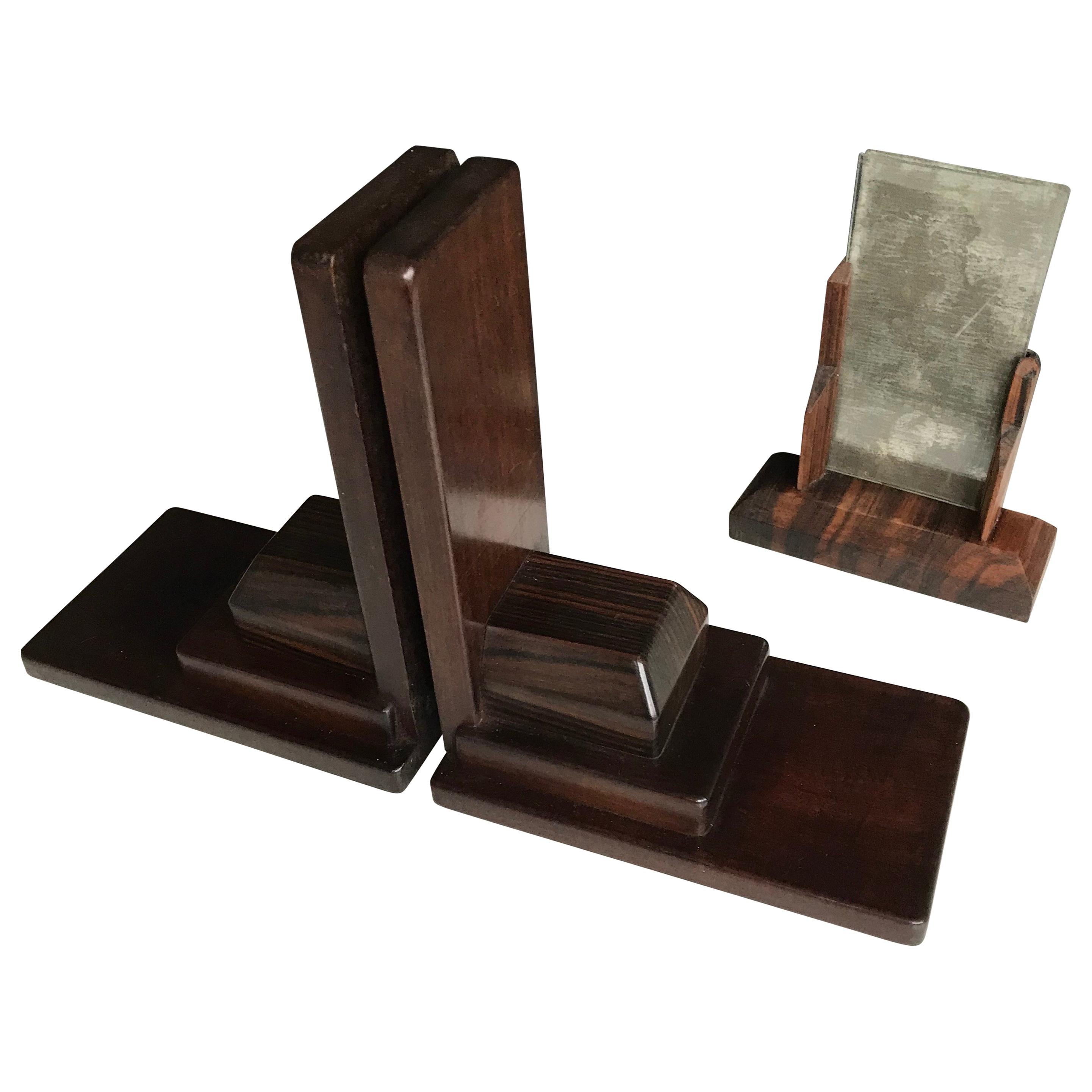 Pair of 1920s Amsterdam School Solid Hardwood Large Bookends