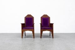 Pair of 1920's Amsterdam School Teak Arm Chairs