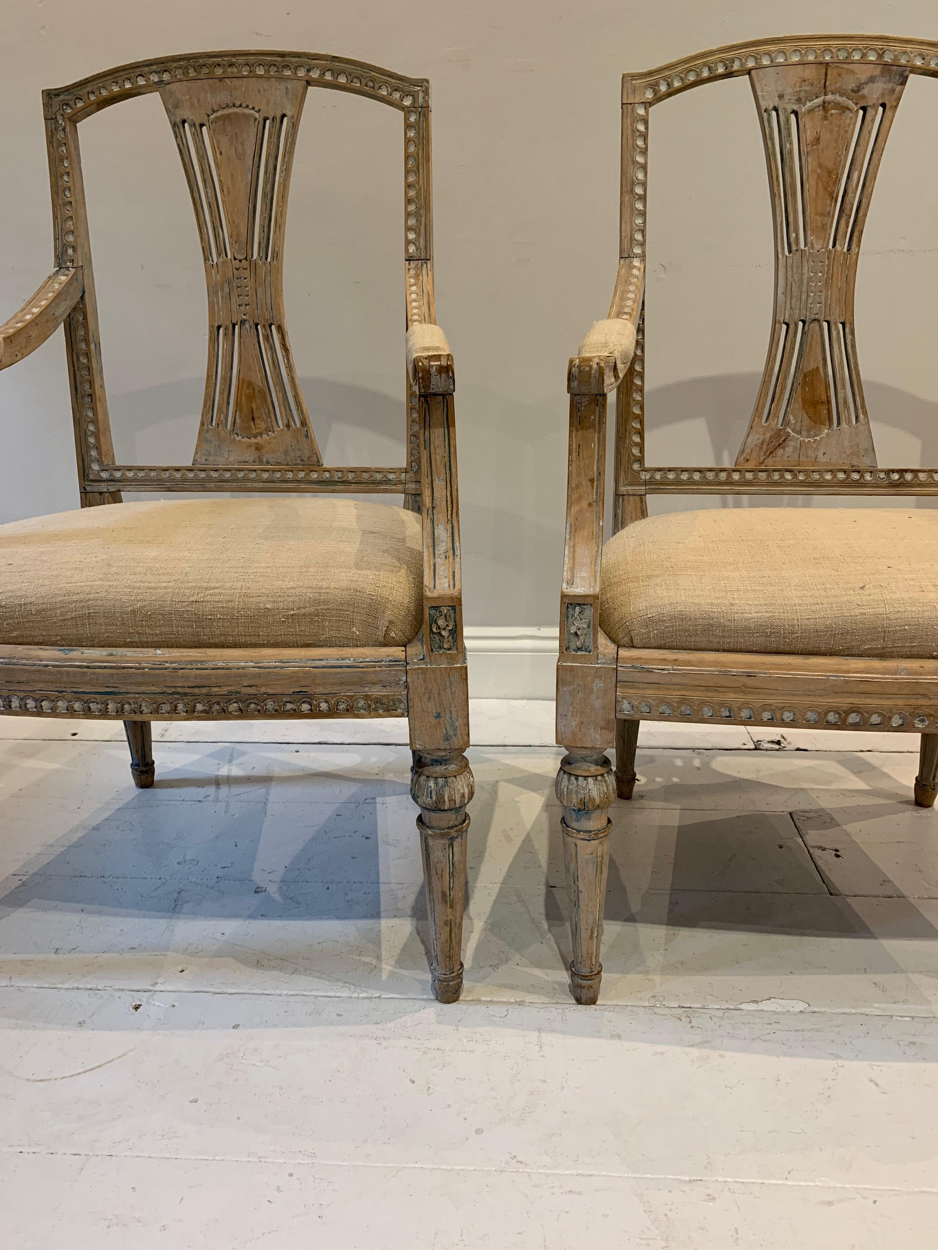 Pair of 1920’s Armchairs Hand-Scraped to Their Original Paint For Sale 6