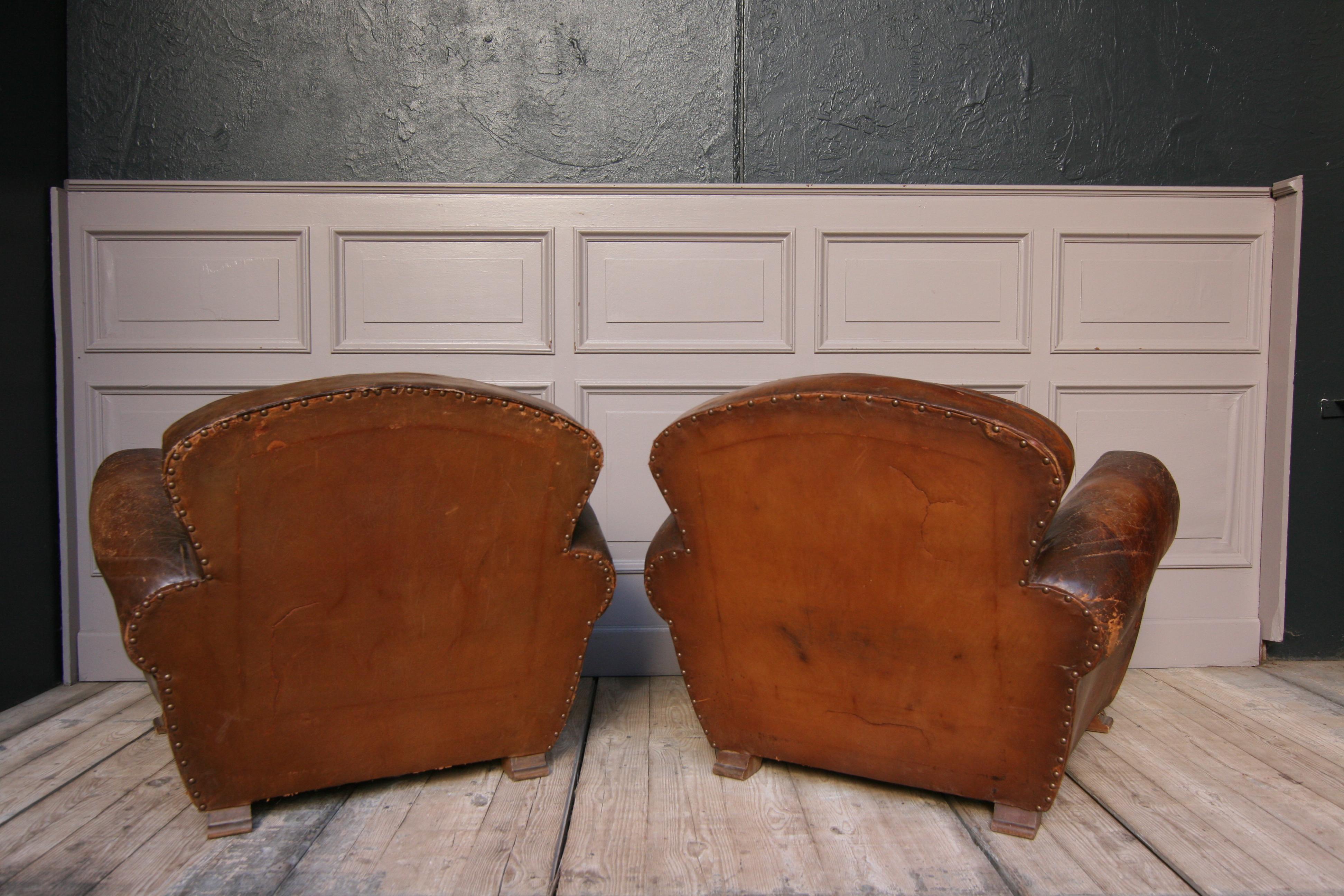 Pair of 1920s Art Deco Leather Club Chairs 7