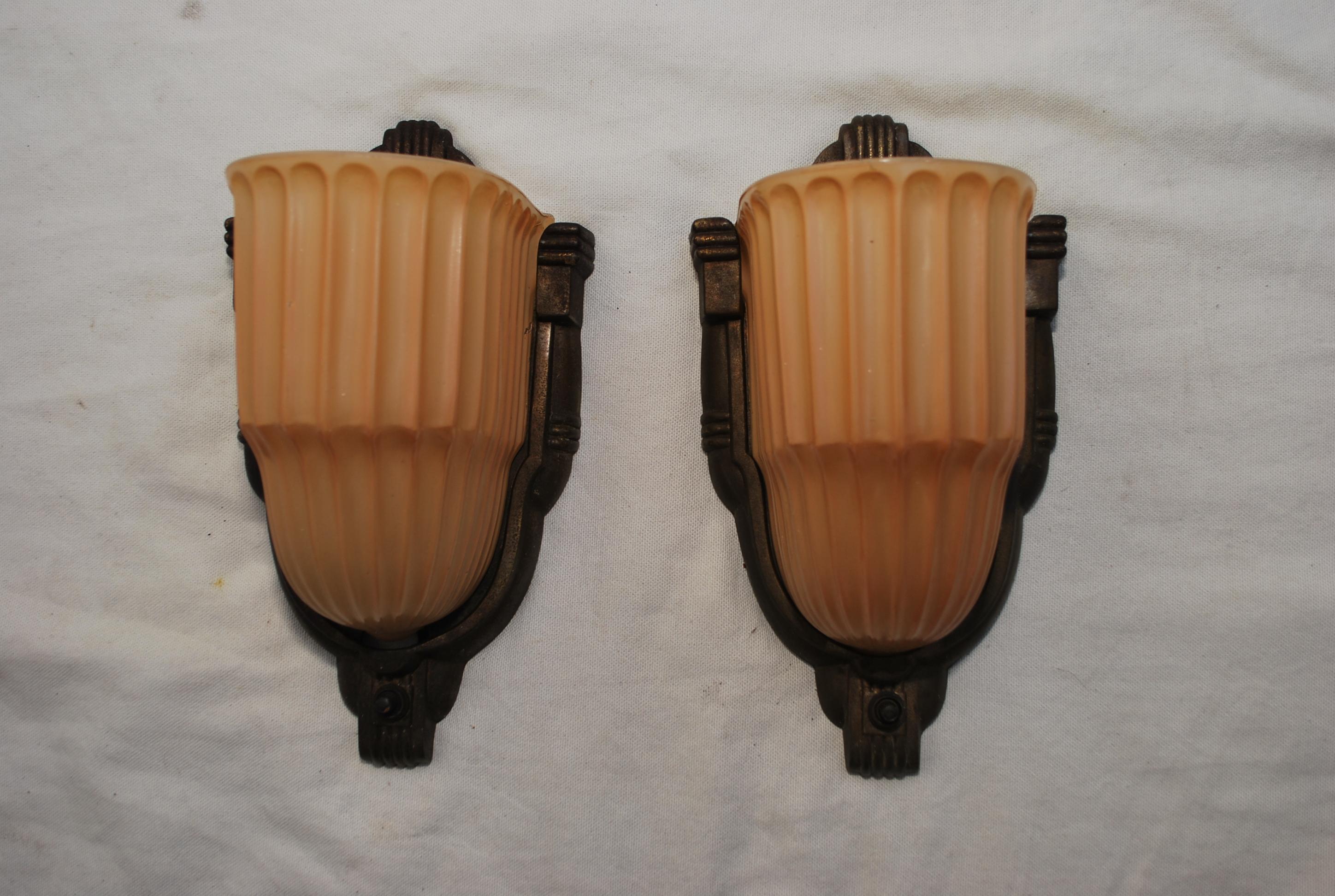 American Pair of 1920's Art Deco sconces