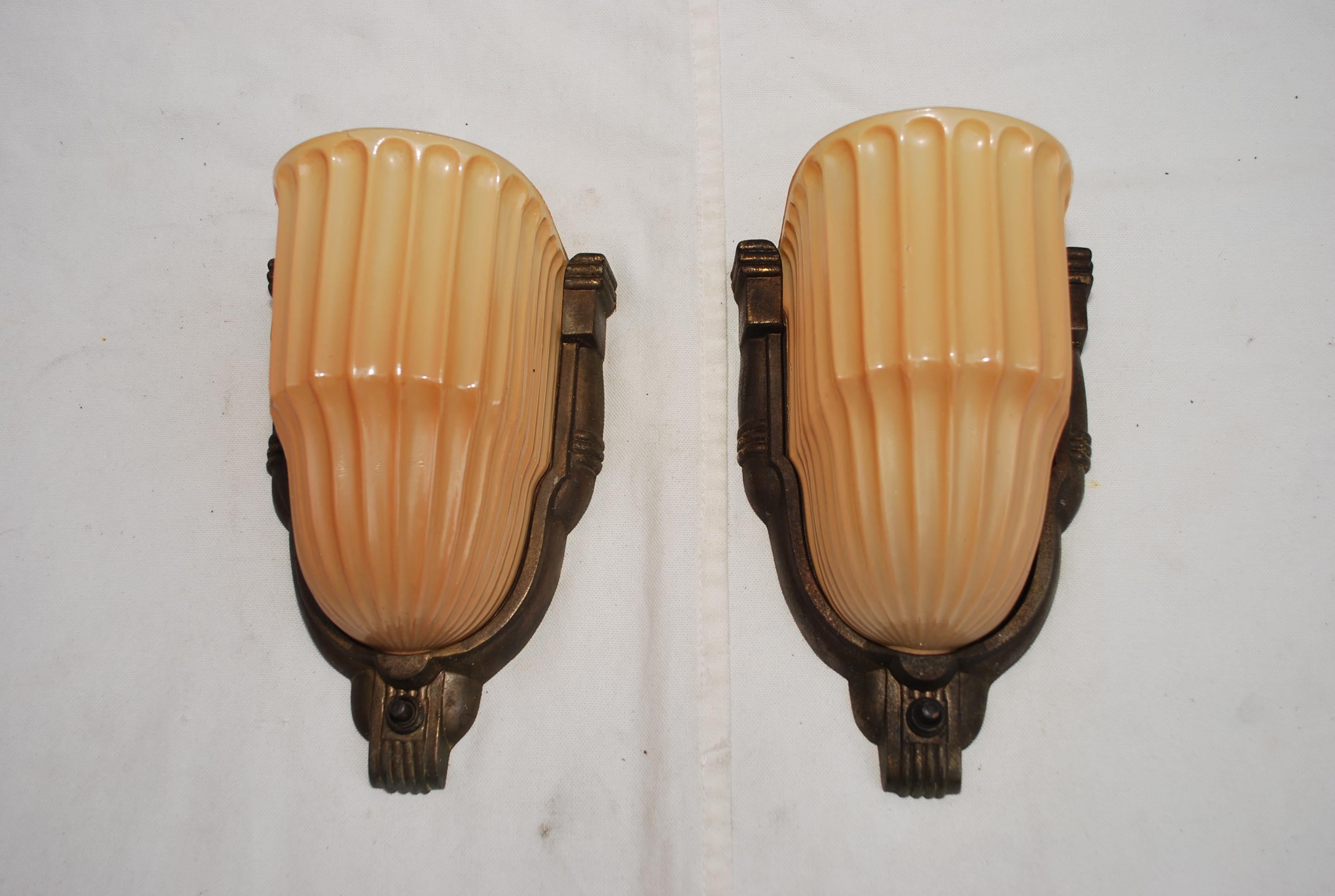 Metal Pair of 1920's Art Deco sconces