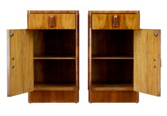 Pair of 1920s Art Deco Walnut Bedside Cupboards