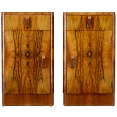 Pair of 1920s Art Deco Walnut Bedside Cupboards