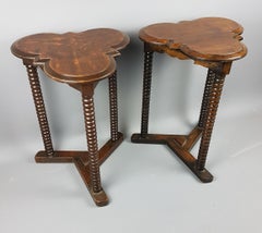 Pair of 1920s Arts and Crafts Style Oak Bobbin Tables