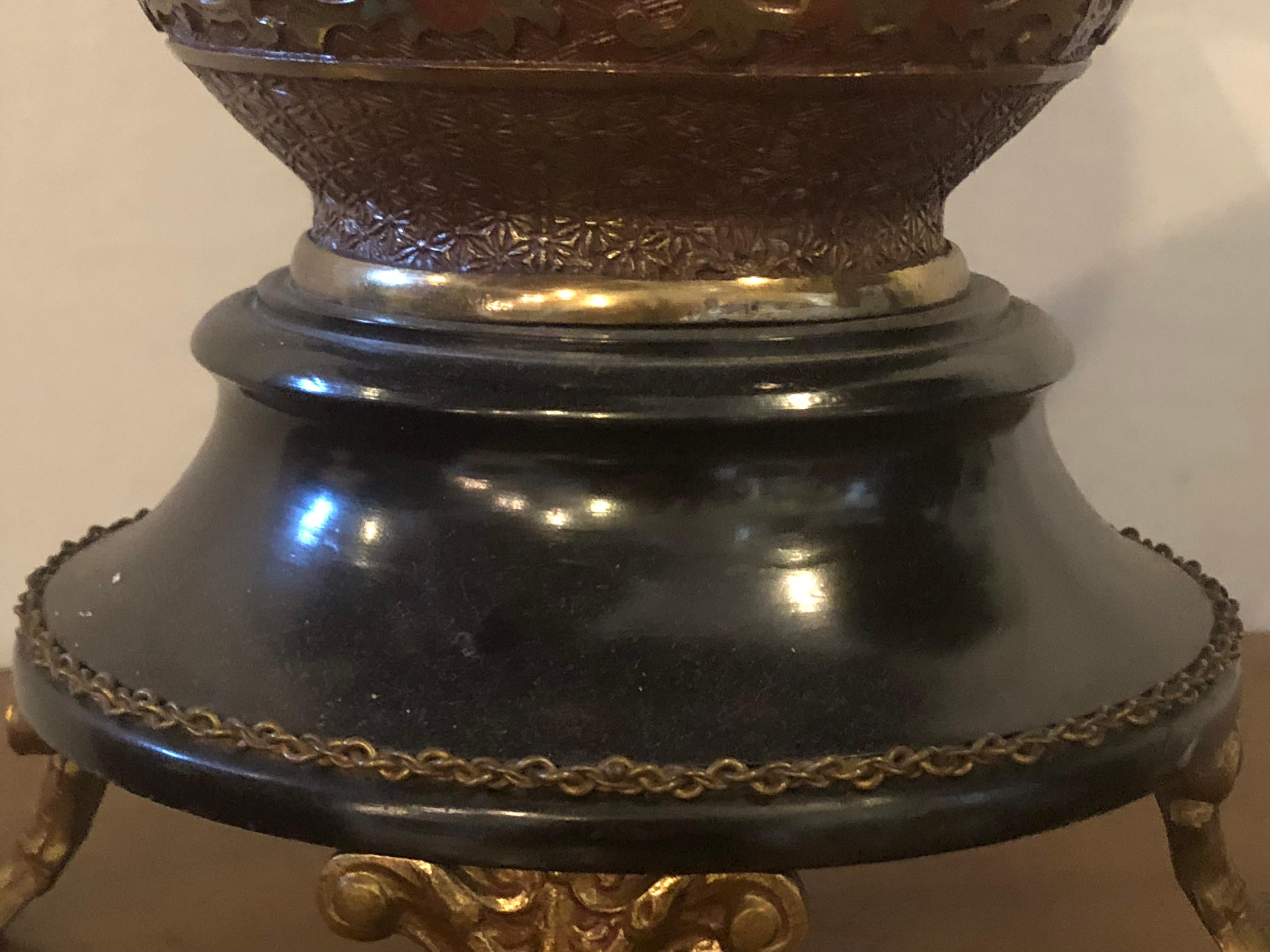 Pair of 1920s Bronze Urn Form Glass Top End or Pedestal Tables 5