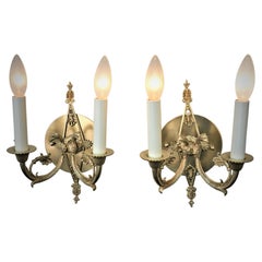 Pair of 1920's Bronze Wall Sconces