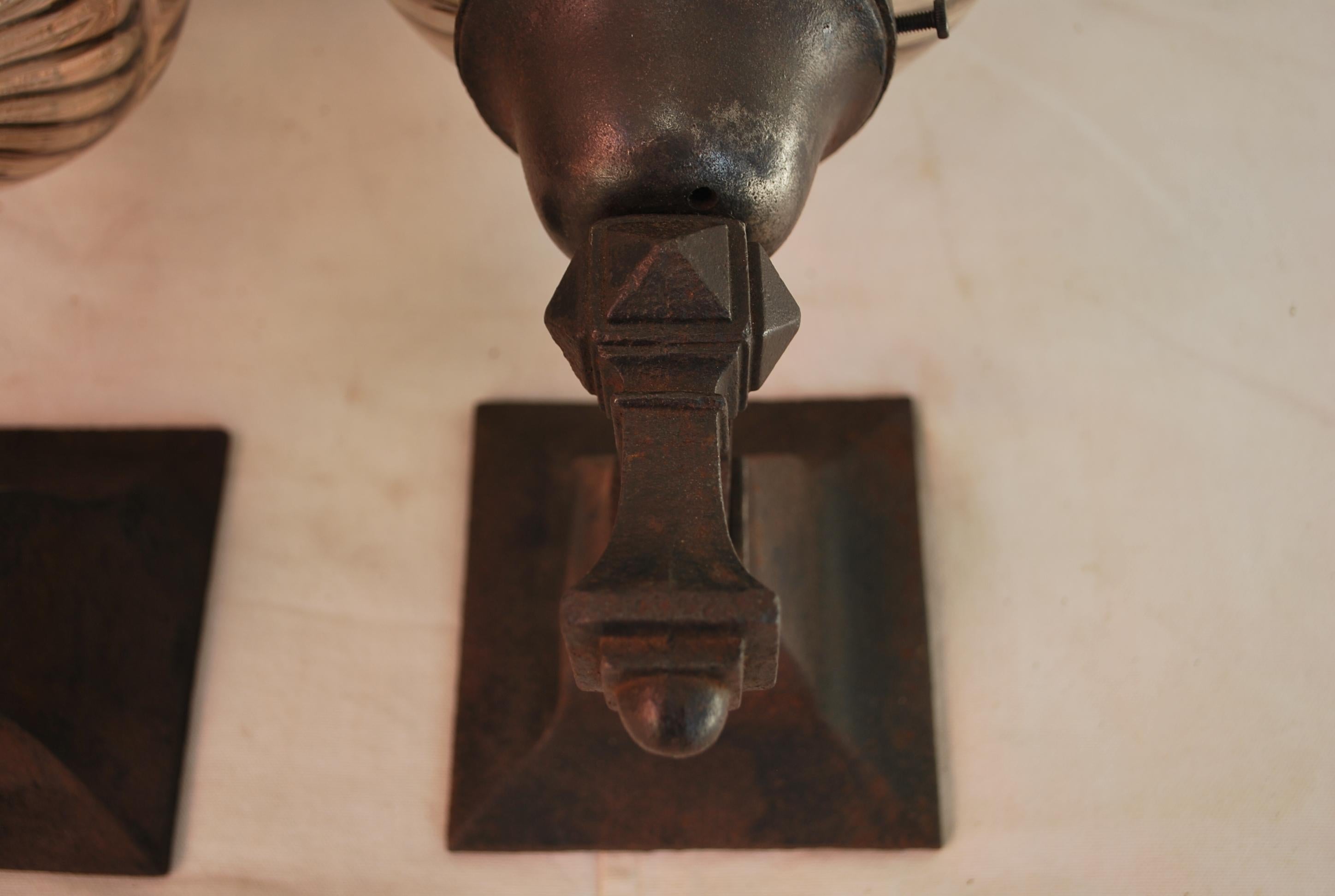 Pair of 1920's Cast Iron Outdoor/Indoor Sconces In Good Condition For Sale In Los Angeles, CA