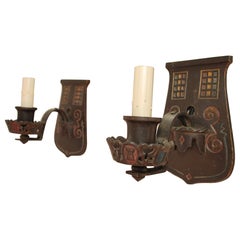 Paire d'objets des années 1920  Appliques fonte/ fer forgé