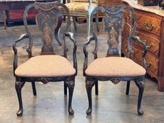 Pair of 1920s Chinoiserie Armchairs with Painted Decoration