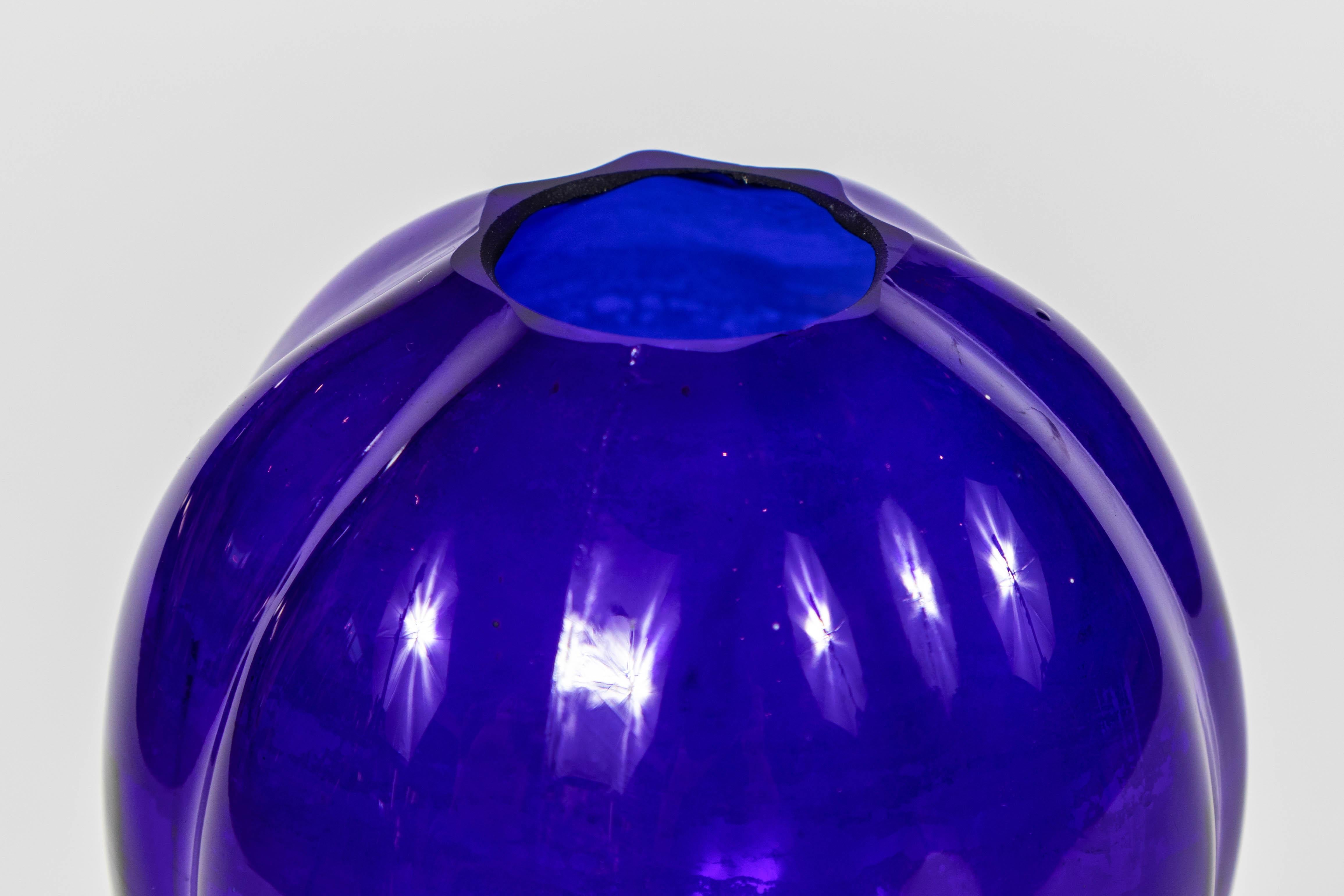 Pair of 1920s Cobalt Blue Glass Vases 2