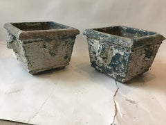Pair of 1920s Concrete Lion Head Planters