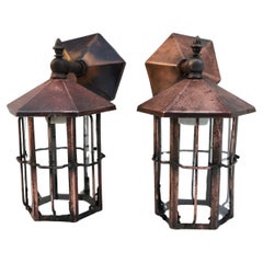 Pair of 1920
s copper outdoor/indoor sconces