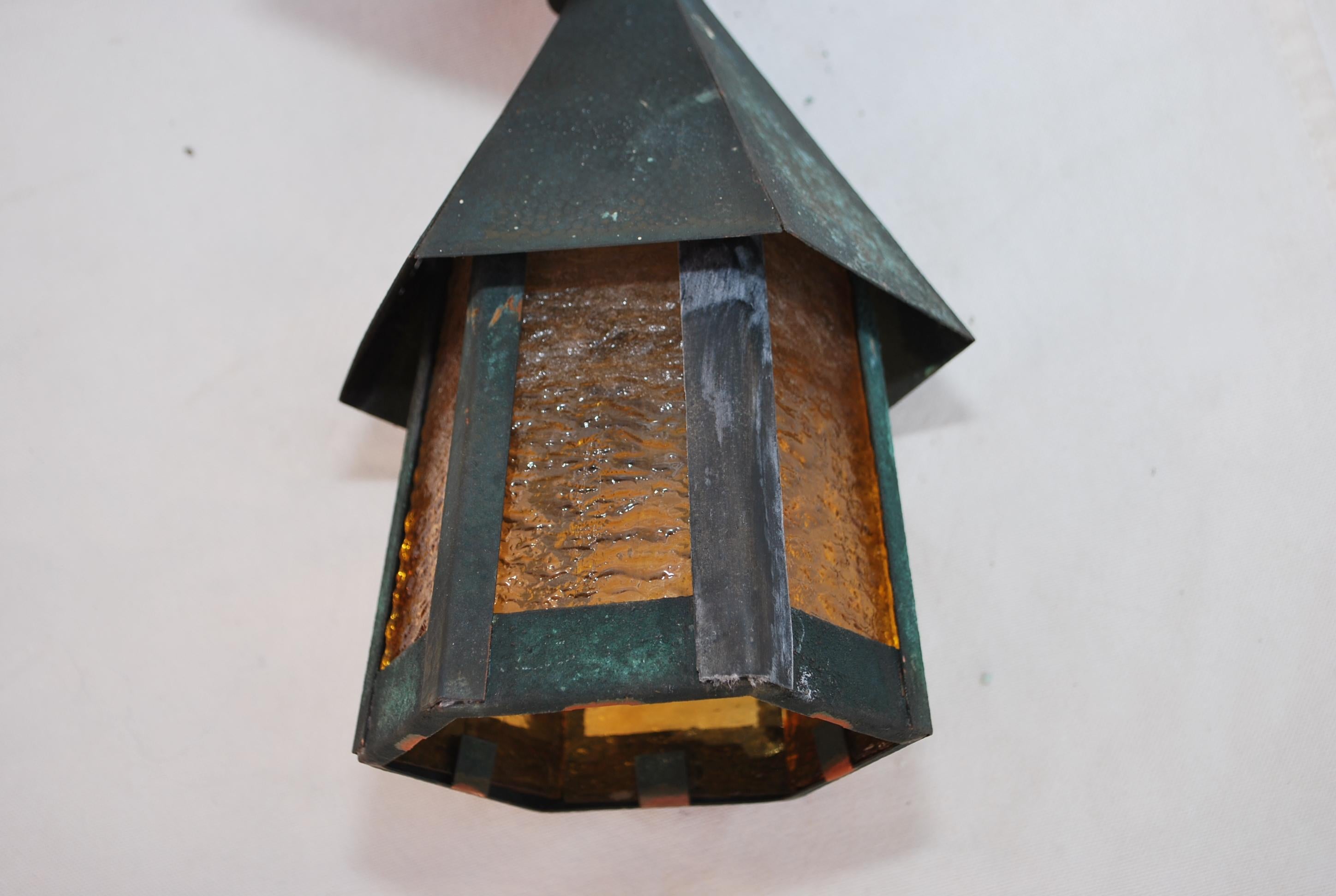 Pair of 1920's copper outdoor sconces In Good Condition In Los Angeles, CA