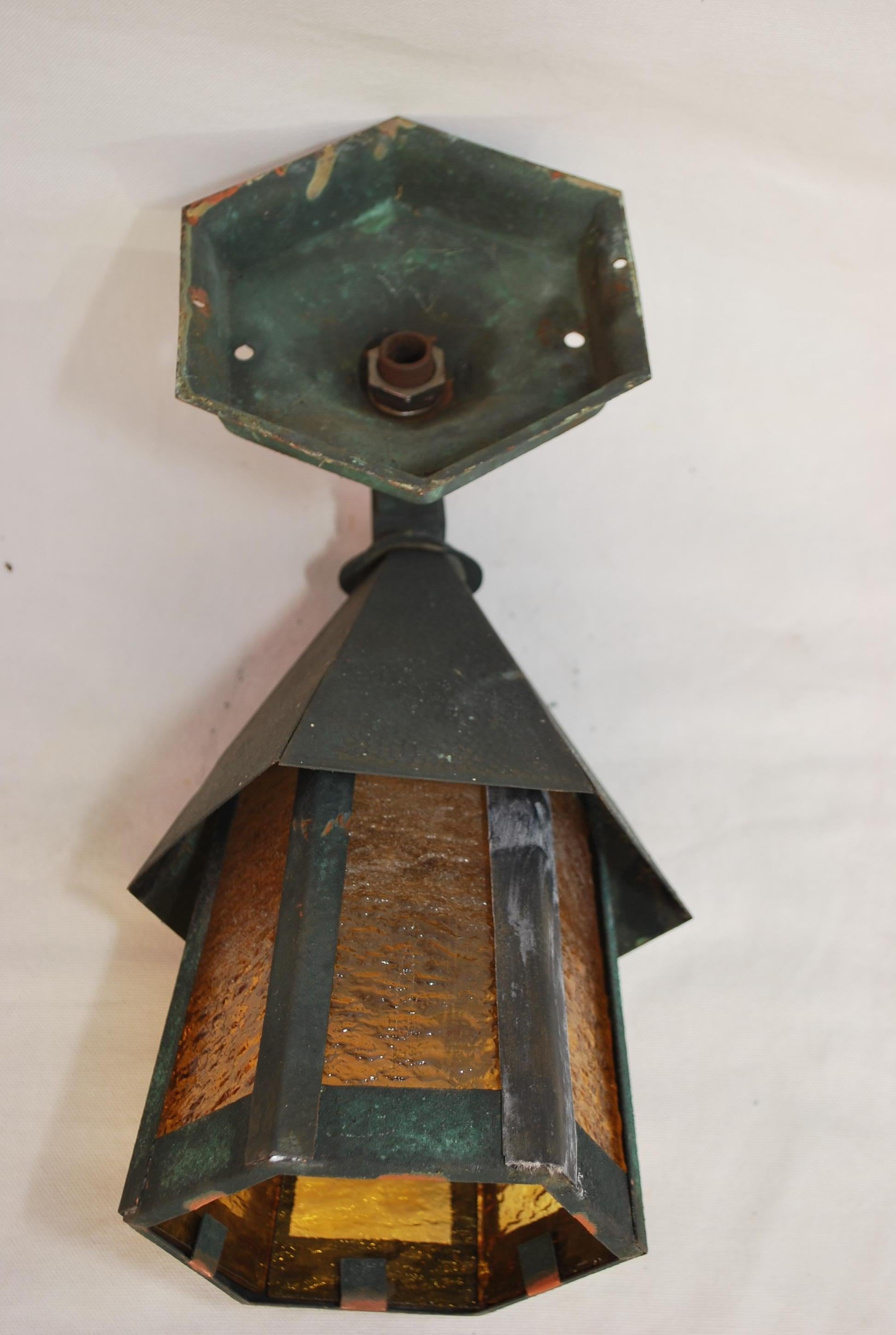 Early 20th Century Pair of 1920's copper outdoor sconces