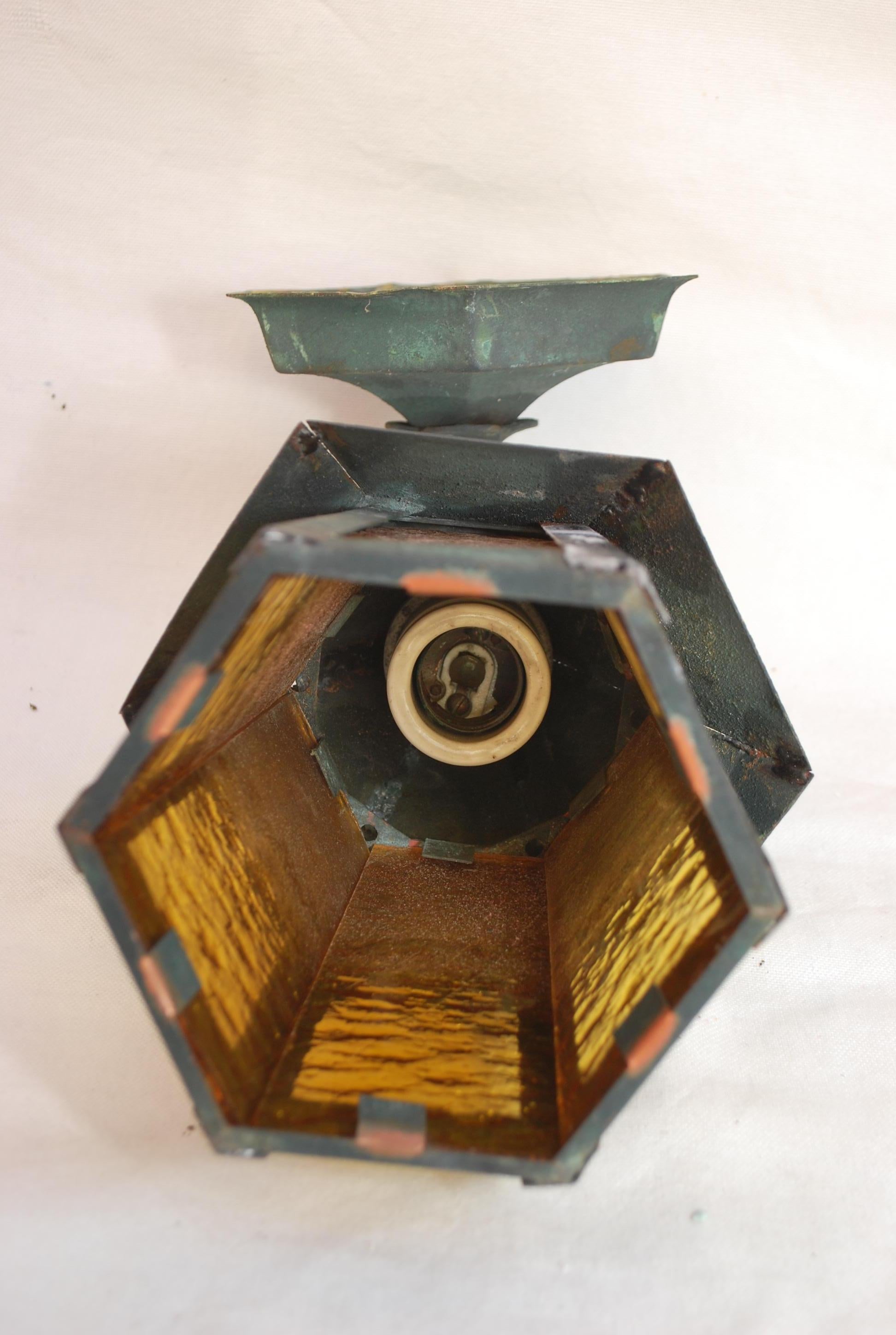 Copper Pair of 1920's copper outdoor sconces