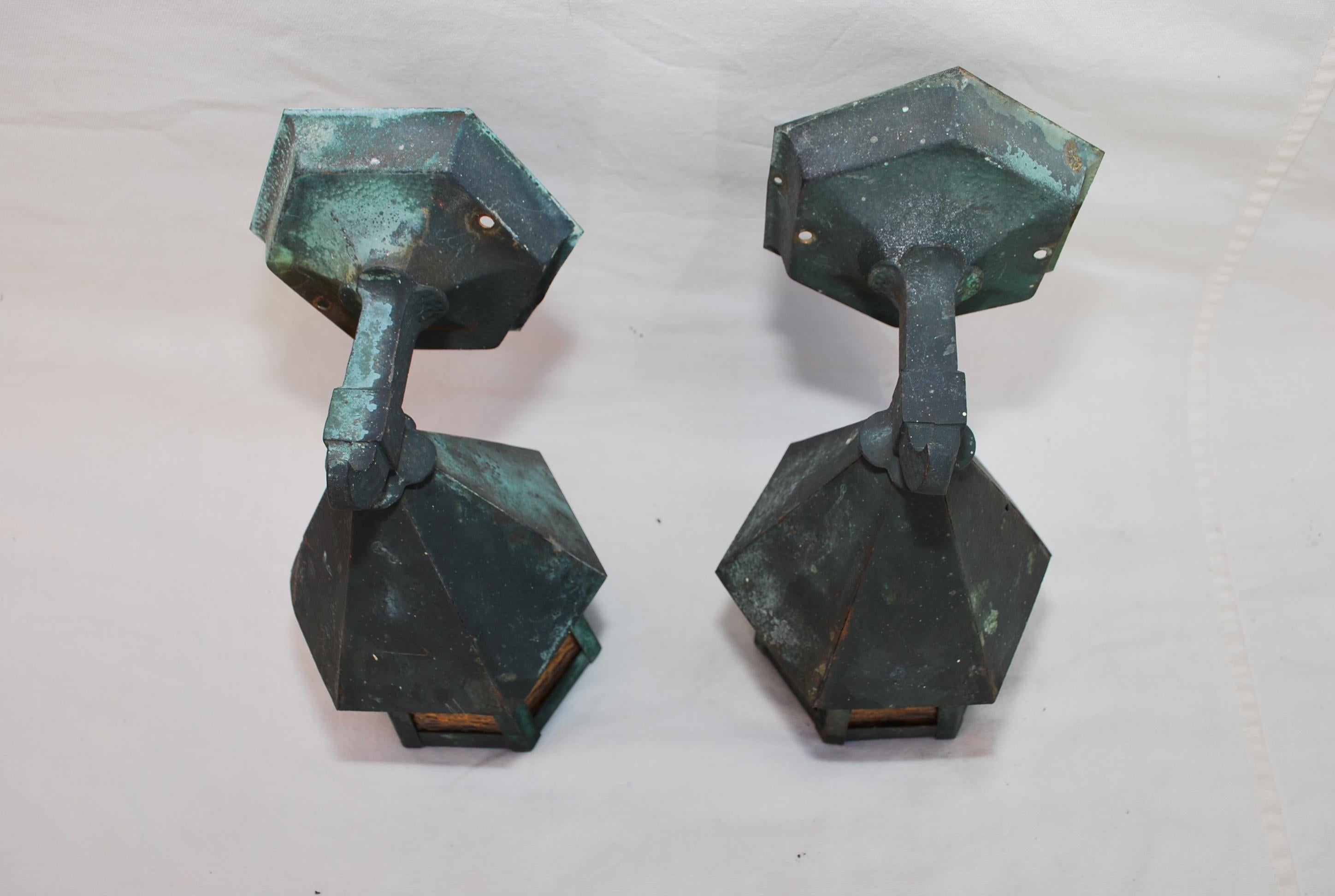 Pair of 1920's copper outdoor sconces 1